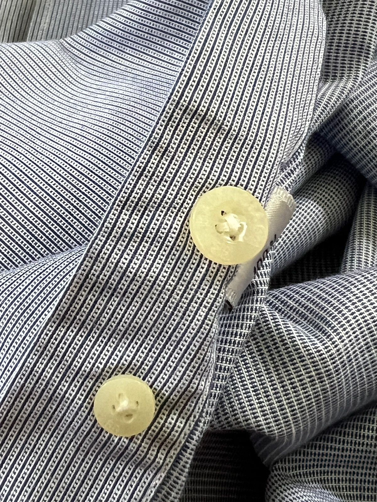 Balenciaga × Vintage Vintage Balenciaga Classic Logo Blue Stripes Button Up Shirt Size US L / EU 52-54 / 3 - 12 Thumbnail