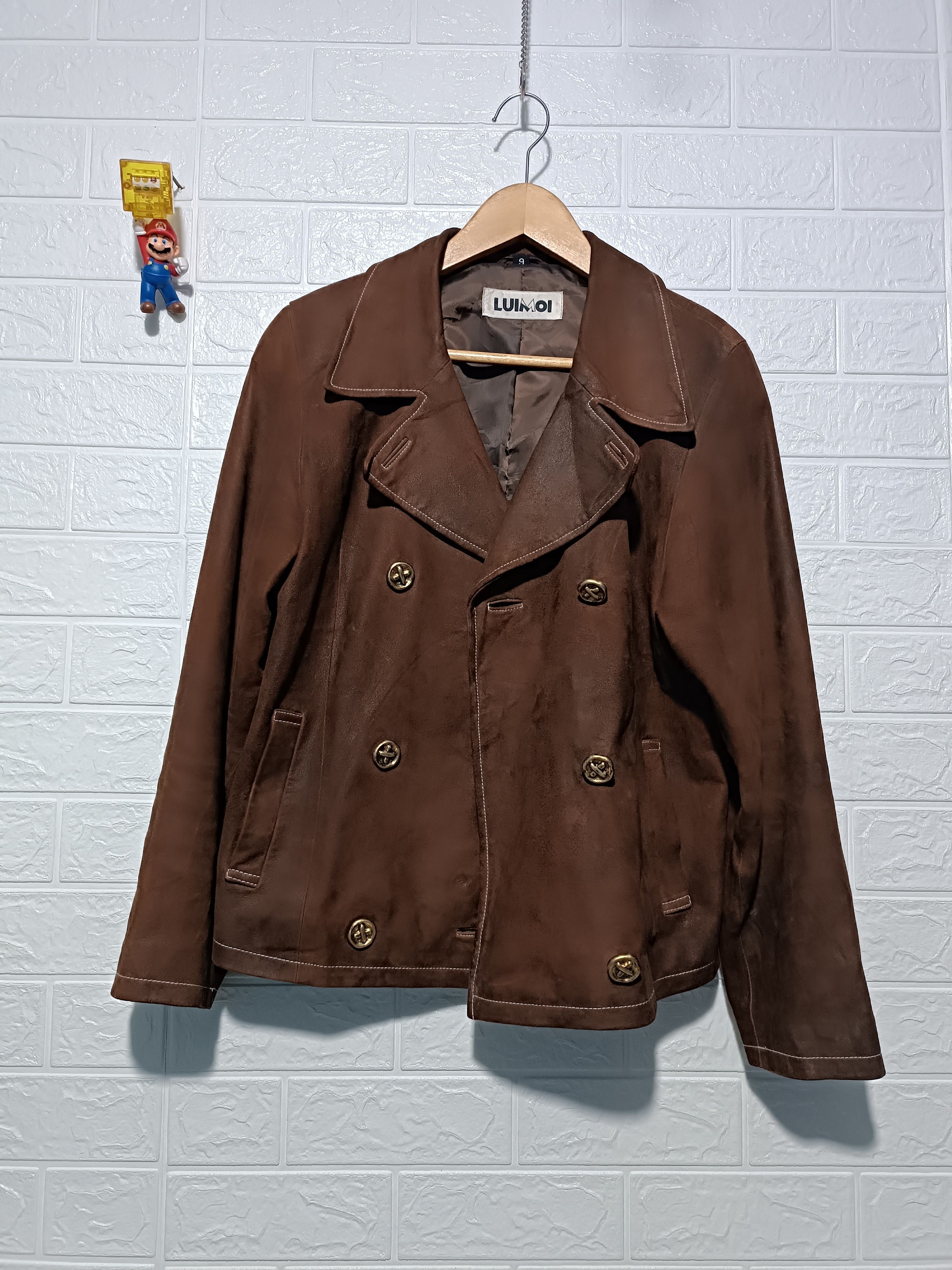 Japanese Brand Vintage Brown Sheepskin Leather Pea Coat Size M / US 6-8 / IT 42-44 - 2 Thumbnail