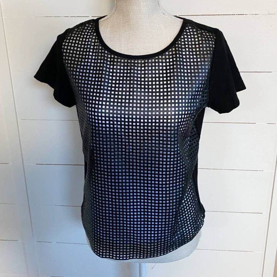 Nordstrom Trouve black perforated short sleeved top Size M / US 6-8 / IT 42-44 - 9 Thumbnail