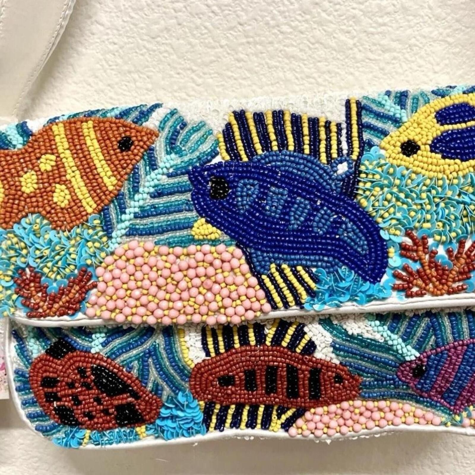 Marsell TikTok Viral Hand Beaded Bag with Fish Aquatic Coral Reef Size ONE SIZE - 2 Thumbnail