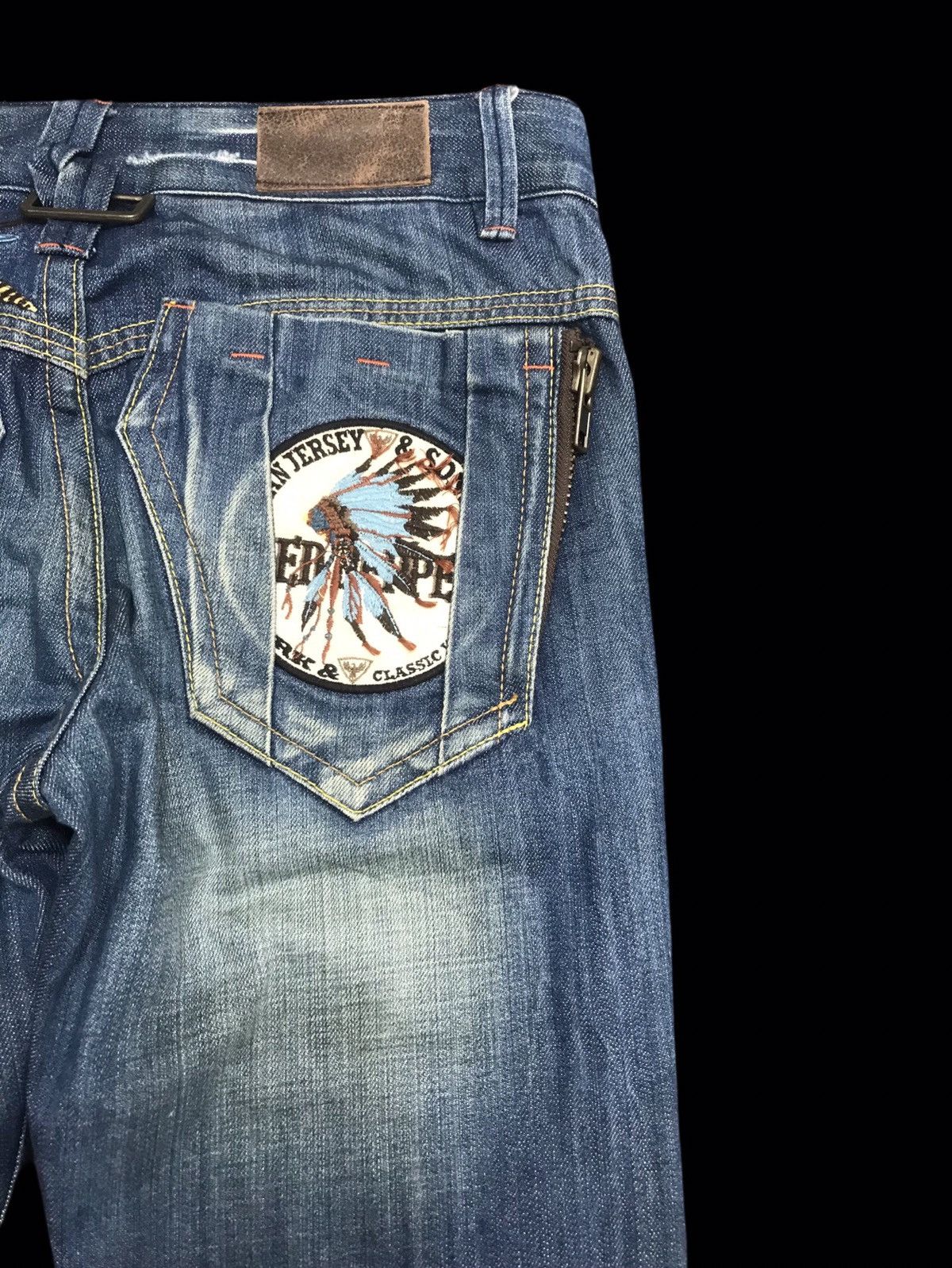 Japanese Brand 💥FLARE💥ARCHIVAL REDPEPPER CHIEFHEAD EMBROIDERY DENIM F257 Size US 31 - 12 Thumbnail