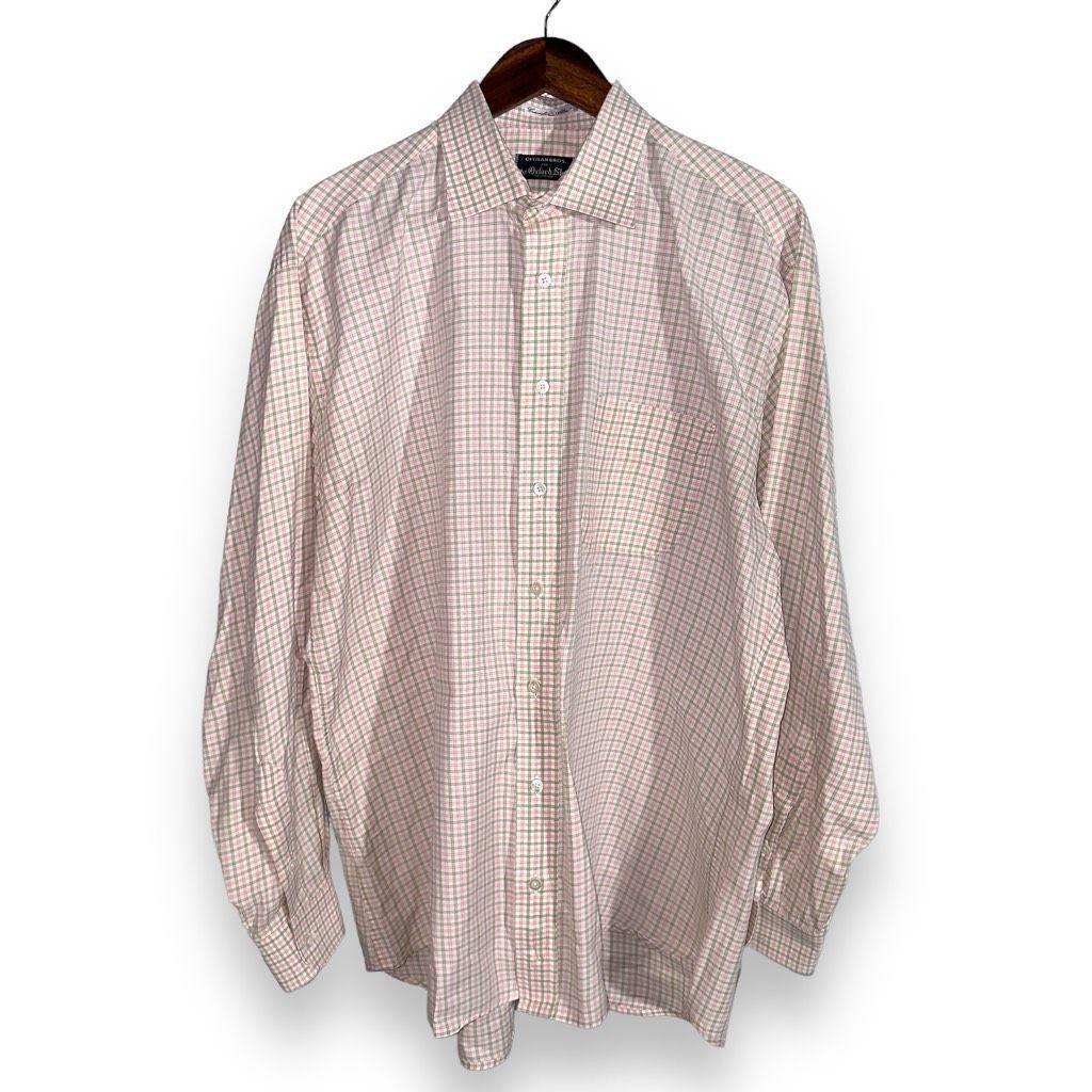 Gitman Bros. Gitman Brothers Pink & Green Allini Fabric Dress Shirt 17 Size US XL / EU 56 / 4 - 1 Thumbnail