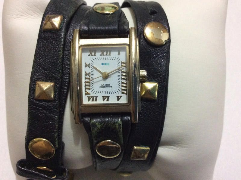 Designer La mer ladies white dial black double leather strap Size ONE SIZE - 1 Thumbnail