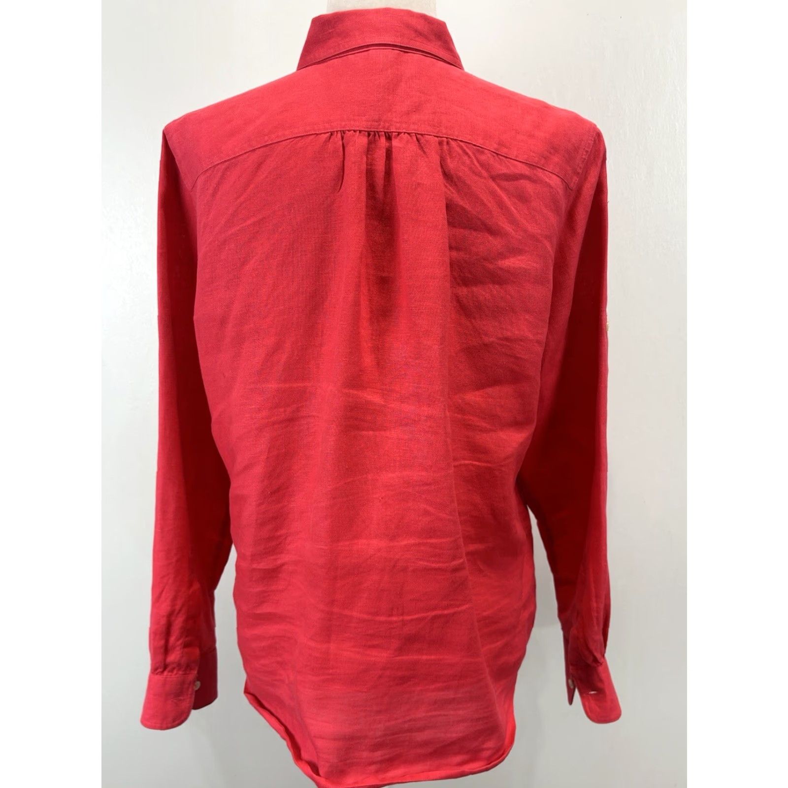 Ralph Lauren VINTAGE Lauren Ralph Lauren Shirt Linen Button-Up Women’s Large Pink Roll Tab Sleeves Size L / US 10 / IT 46 - 3 Thumbnail