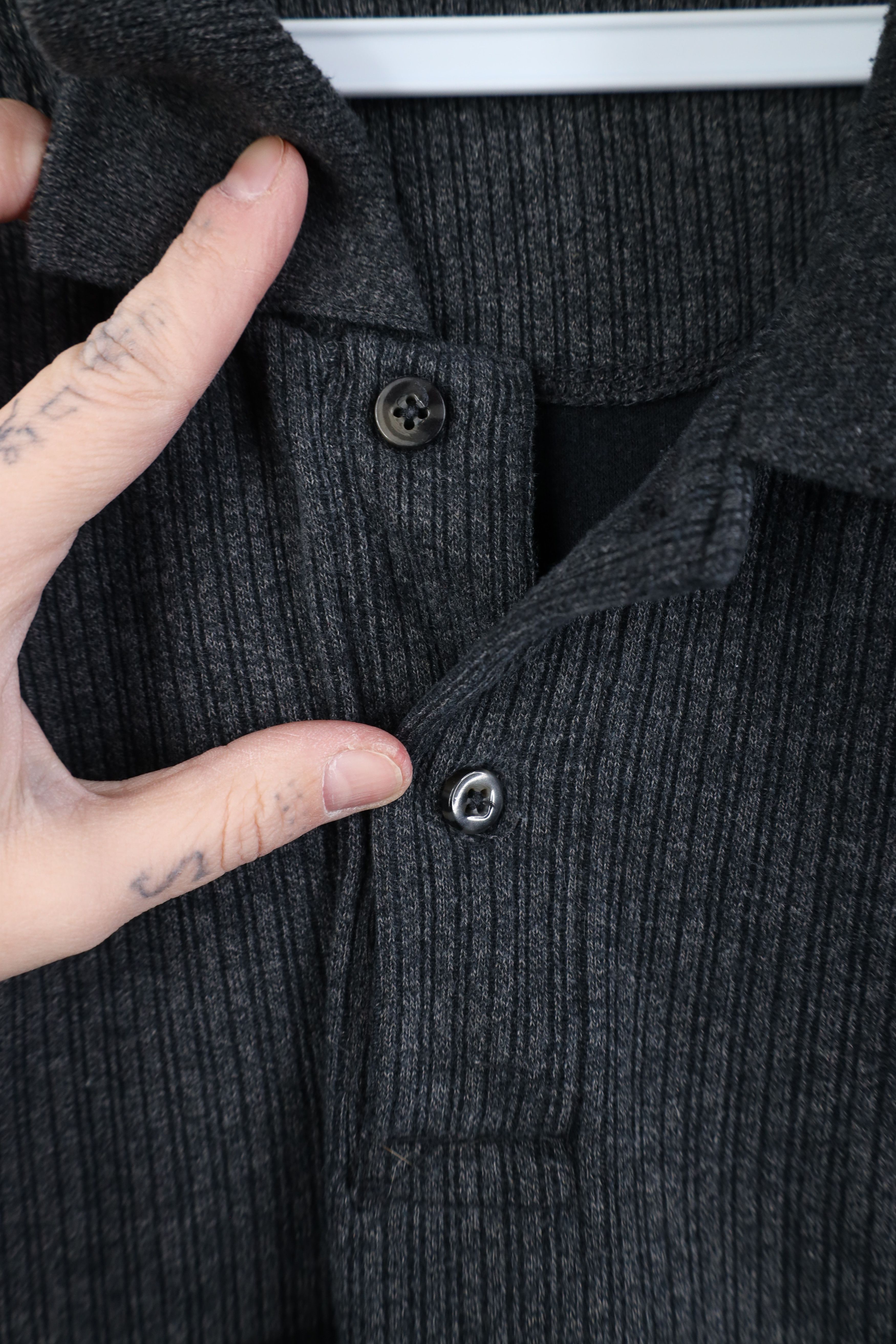 Vintage Vintage 90s Streetwear Ribbed Knit Long Sleeve Rugby Polo Size US L / EU 52-54 / 3 - 4 Thumbnail