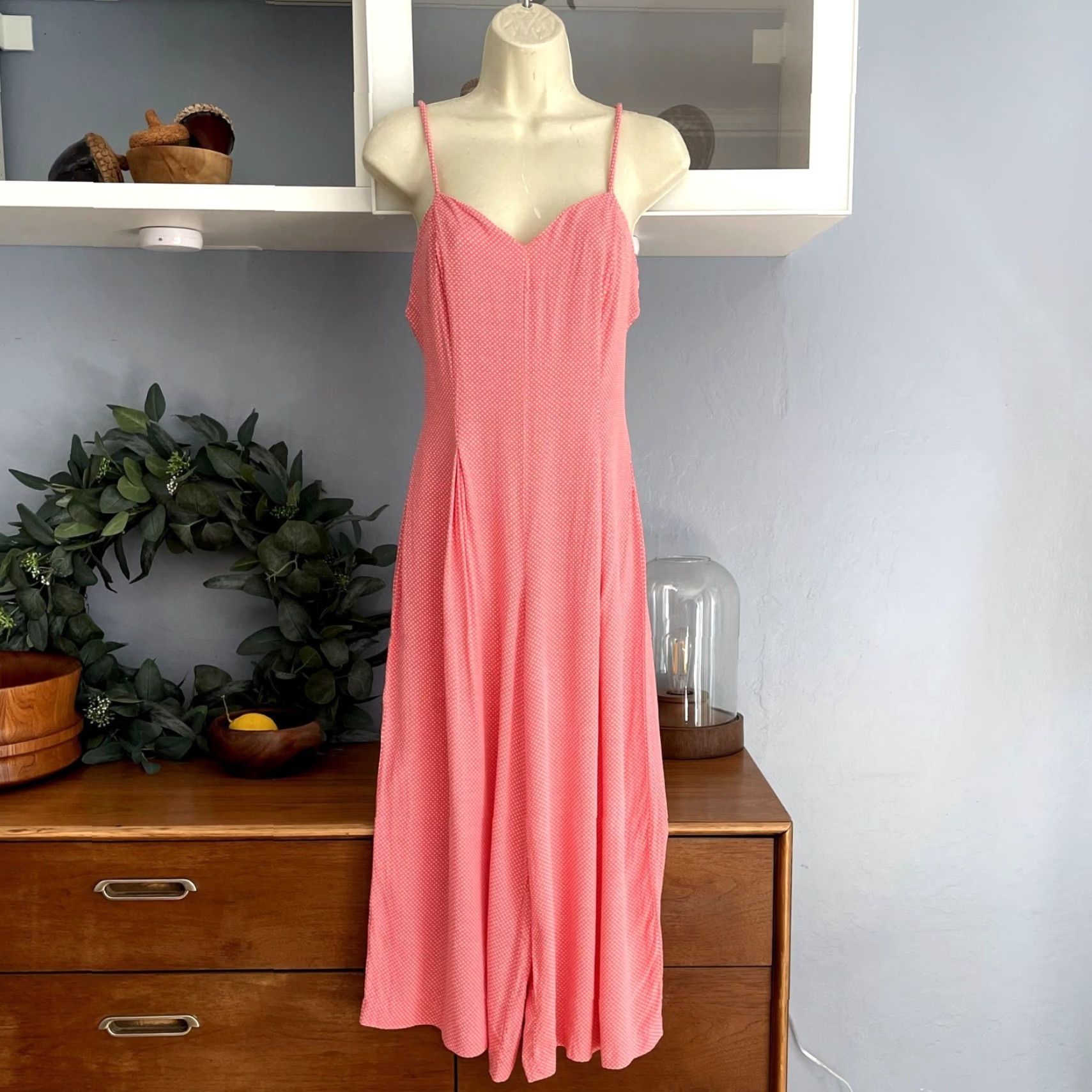 Vintage VINTAGE Rampage Pink Polka Dot Jumpsuit Romper XS/S Cropped 90s Wide Leg Sleeveless Zip Womens One-Piece Casual Spring Summer Size 26" / US 2 / IT 38 - 2 Thumbnail