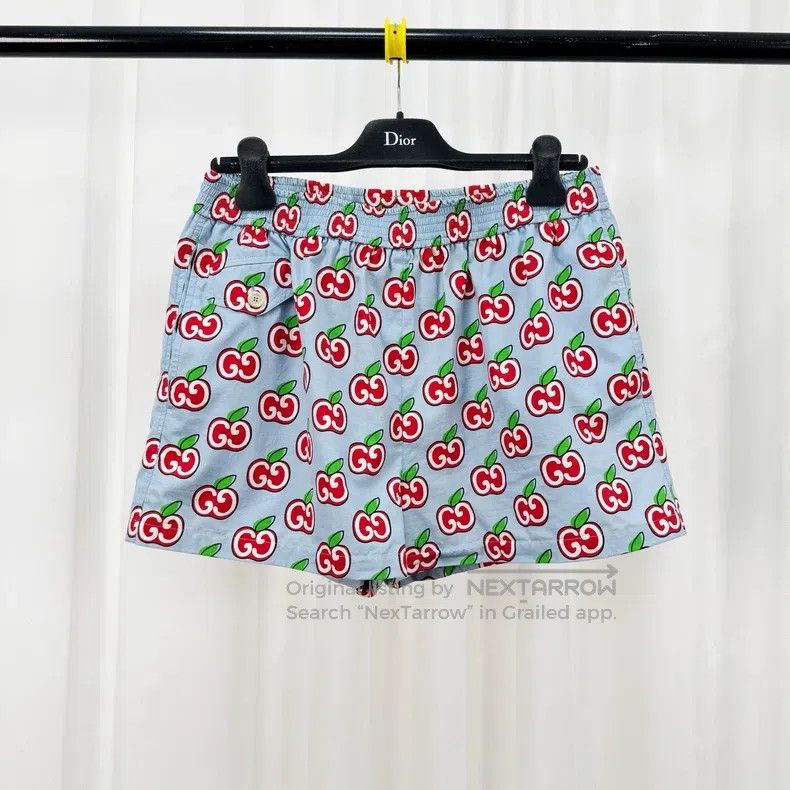 Gucci Gucci Light blue double G apple full print shorts Size US 28 / EU 44 - 1 Thumbnail