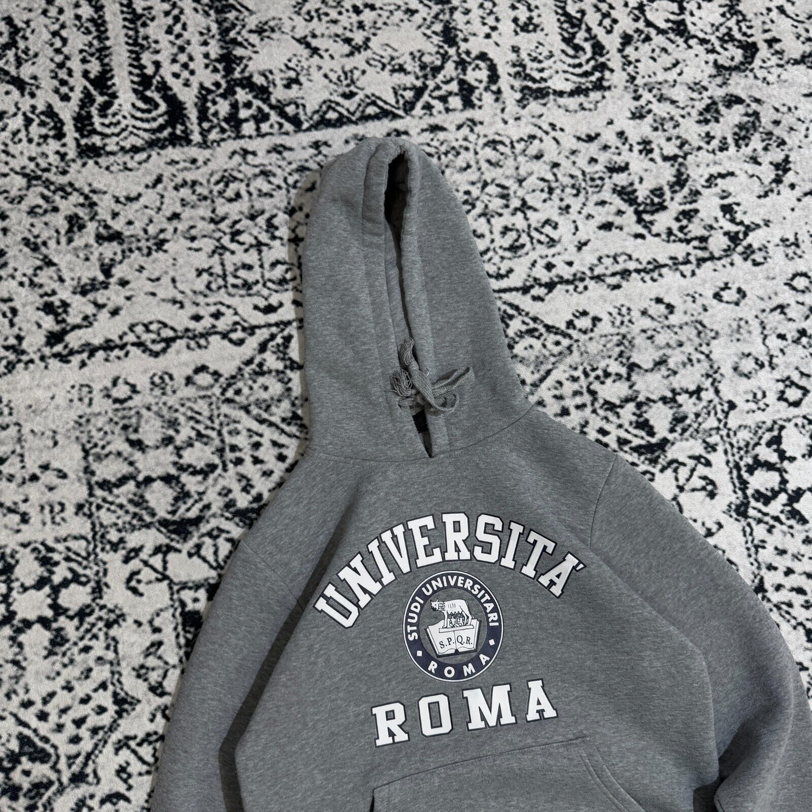 Vintage Vintage Gray Cotton Hoodie Size S University Of Roma Y2K 90s Size US S / EU 44-46 / 1 - 4 Thumbnail