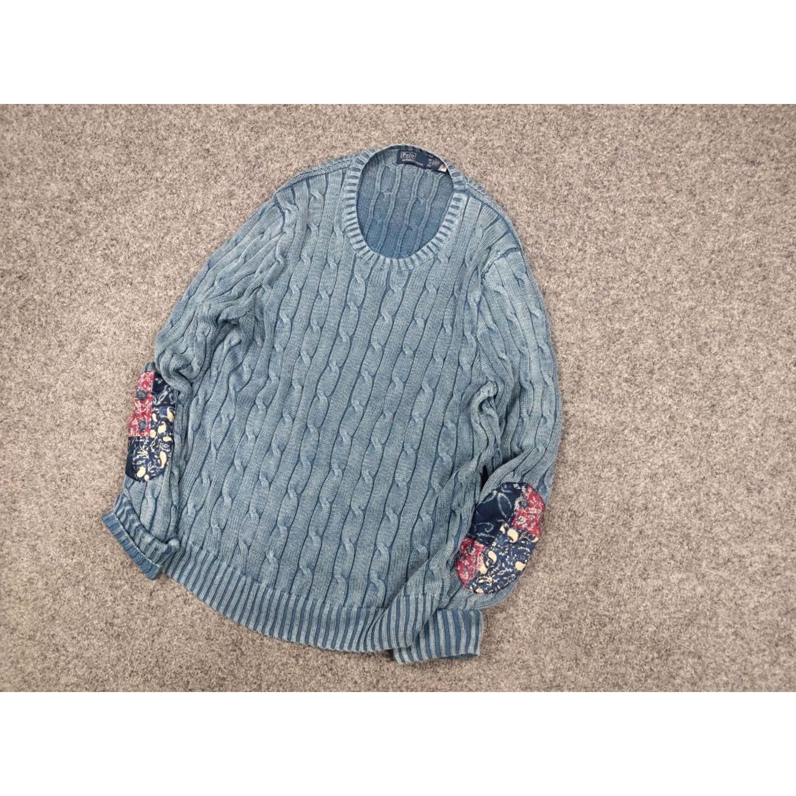 Polo Ralph Lauren VINTAGE Polo Ralph Lauren Indigo Patchwork Elbow Knit Sweater XL Women Blue Polo Ralph Lauren Indigo Patchwork Elbow Knit Sweater Vintage Size XL / US 12-14 / IT 48-50 - 5 Thumbnail