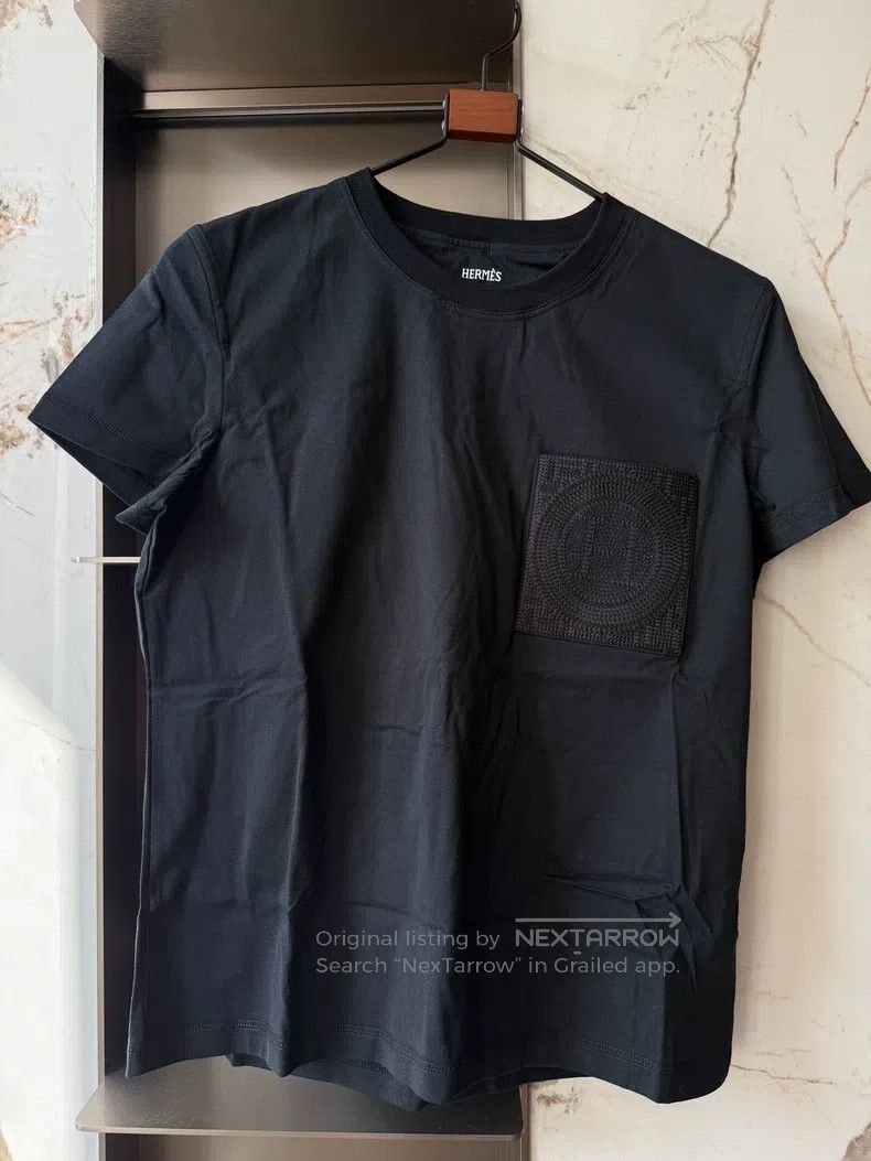Hermes Hermes Black Short-Sleeve Women's T-Shirt with H Pocket Em Size S / US 4 / IT 40 - 1 Thumbnail