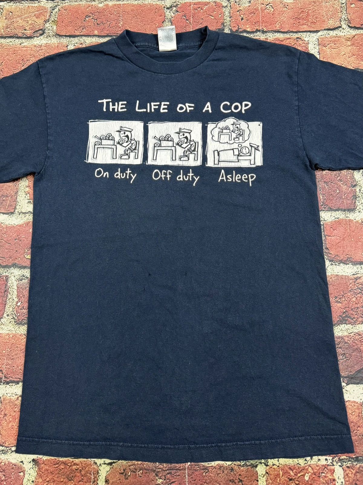AAA Vintage The Life Of A Cop Donut Funny Tee Skater Comic Strip Size US M / EU 48-50 / 2 - 4 Thumbnail