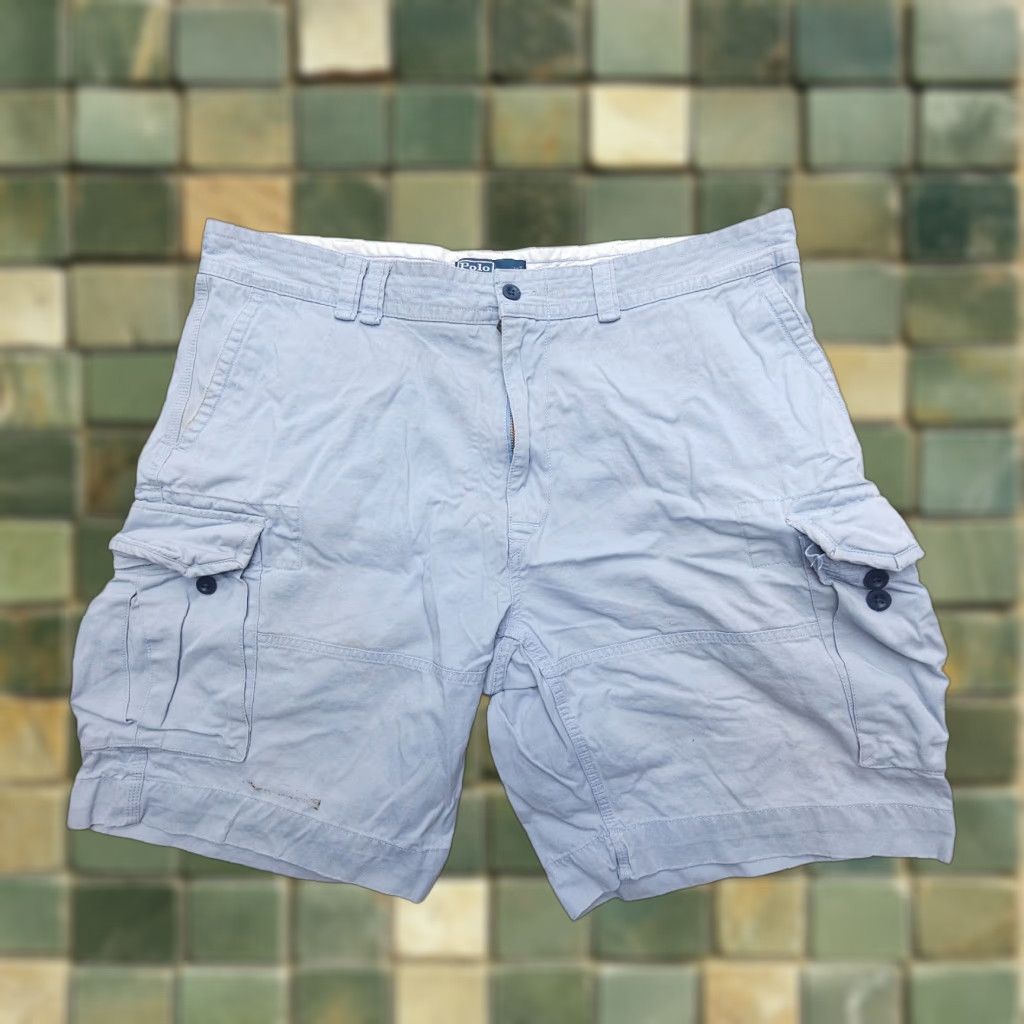 Polo Ralph Lauren Polo Ralph Lauren Cargo Shorts Mens 42 Light Blue 100% Cotton Cargo Pocket Regular Mid 42 in Inseam 10 in Blue Casual Workwear Shorts Mens Size US XL / EU 56 / 4 - 1 Thumbnail