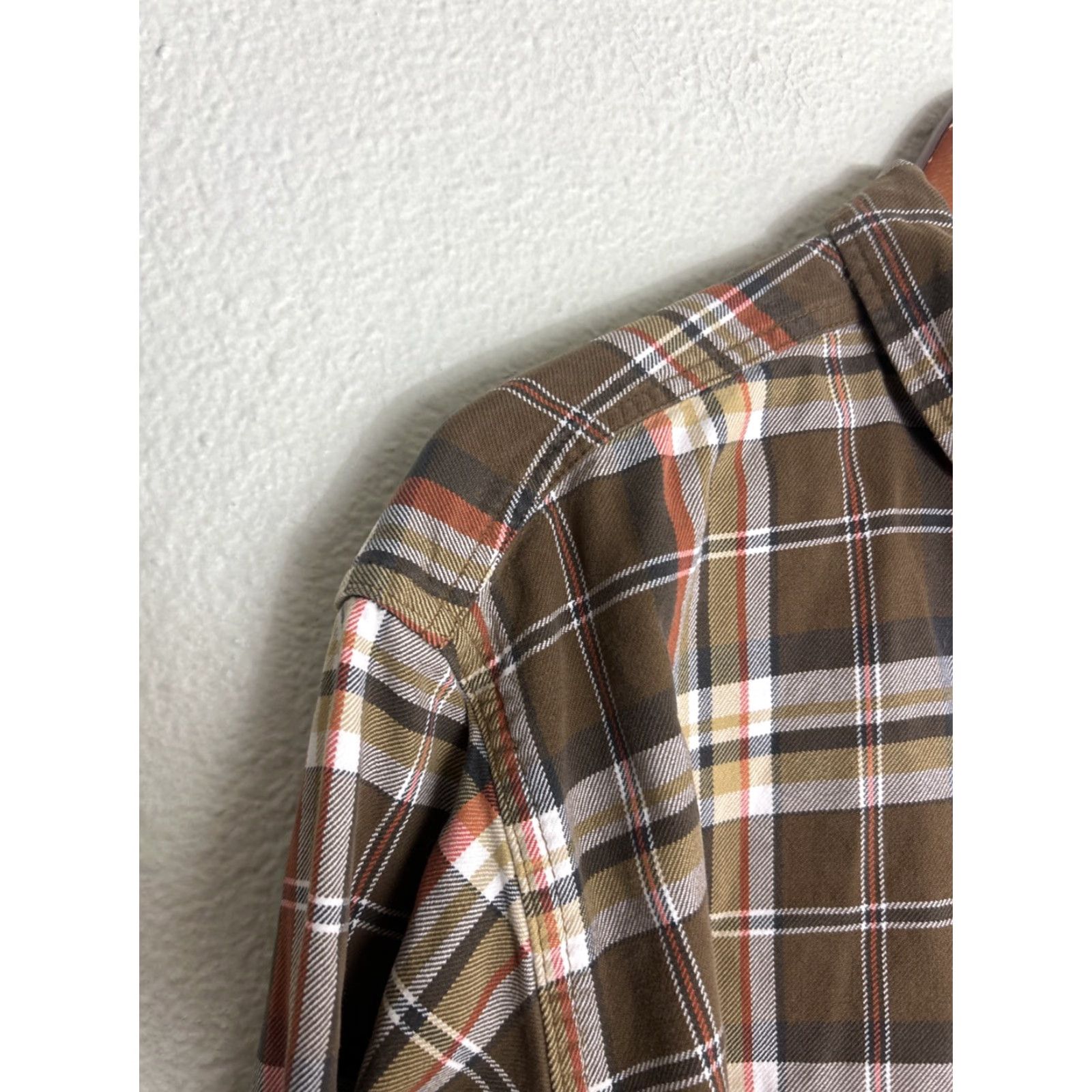 Eddie Bauer Eddie Bauer Mens XL Long Sleeve Plaid Flannel Shirt Orange Brown Cotton Size US XL / EU 56 / 4 - 6 Thumbnail