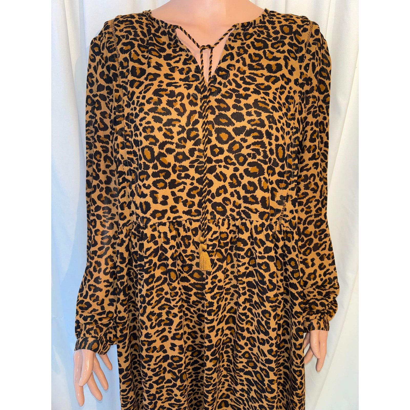 The Unbranded Brand Time and Tru - Size XXL Leopard Long Sleeve Dress Size XXL / US 16-18 / IT 52-54 - 2 Thumbnail