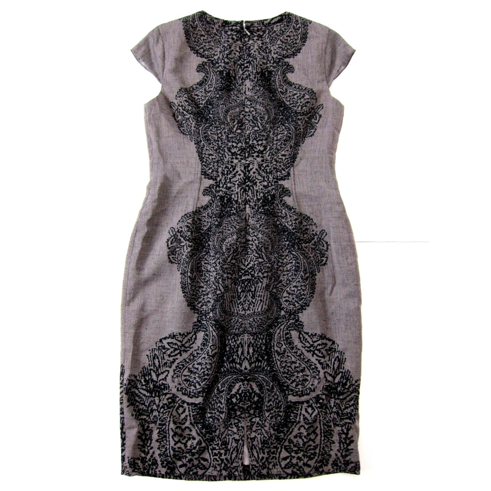 Anne Klein Anne Klein Cap Short Sleeve Sheath Dress Size 6 Brown Black Geometric Pattern Pencil Dress, Shift, Knee Length, Rayon Blend, Regular, Women, 40" Hip Size 28" / US 6 / IT 42 - 2 Thumbnail