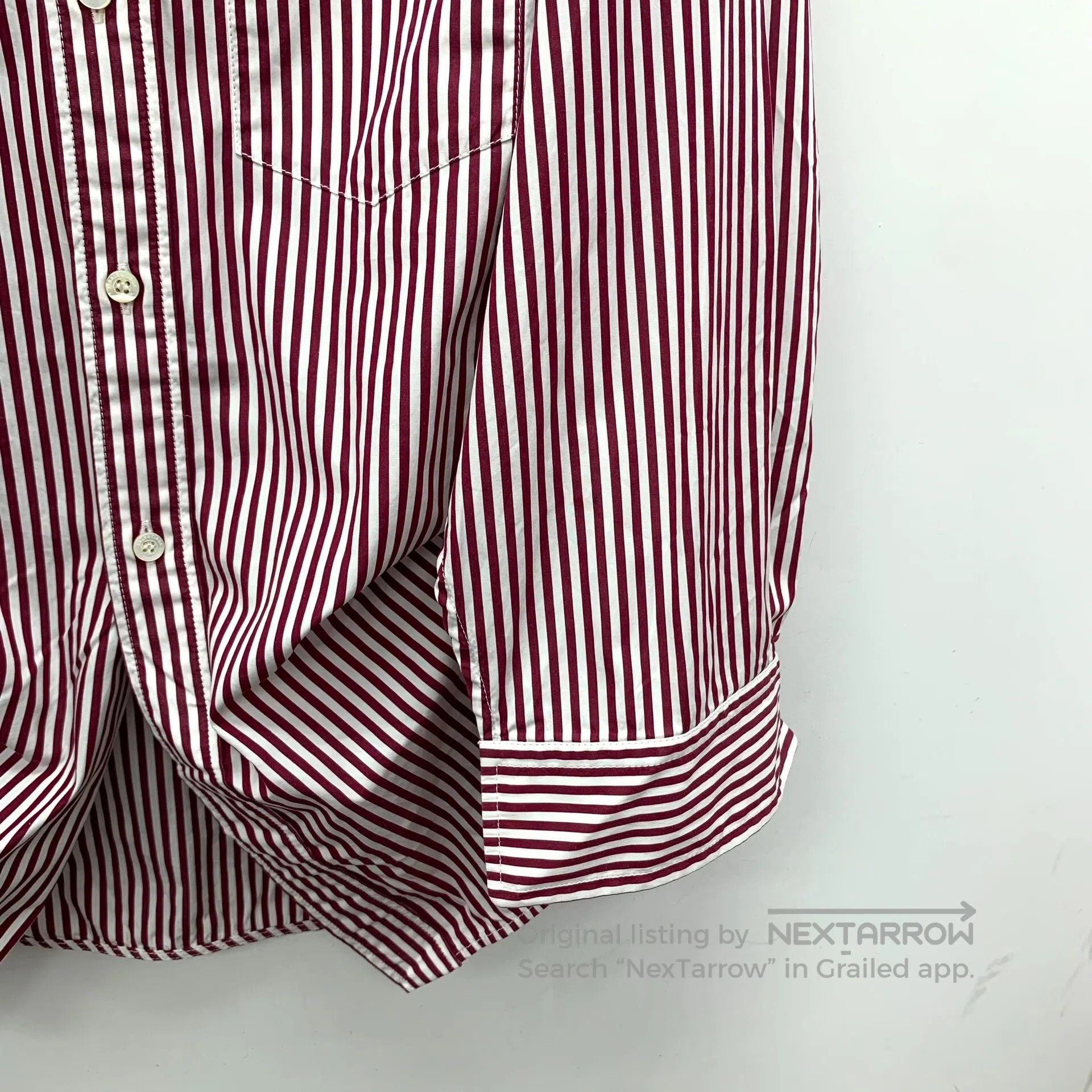 Balenciaga Balenciaga Burgundy Vertical Striped Cotton Collar Single Size XXS / US 00 / IT 34 - 4 Thumbnail