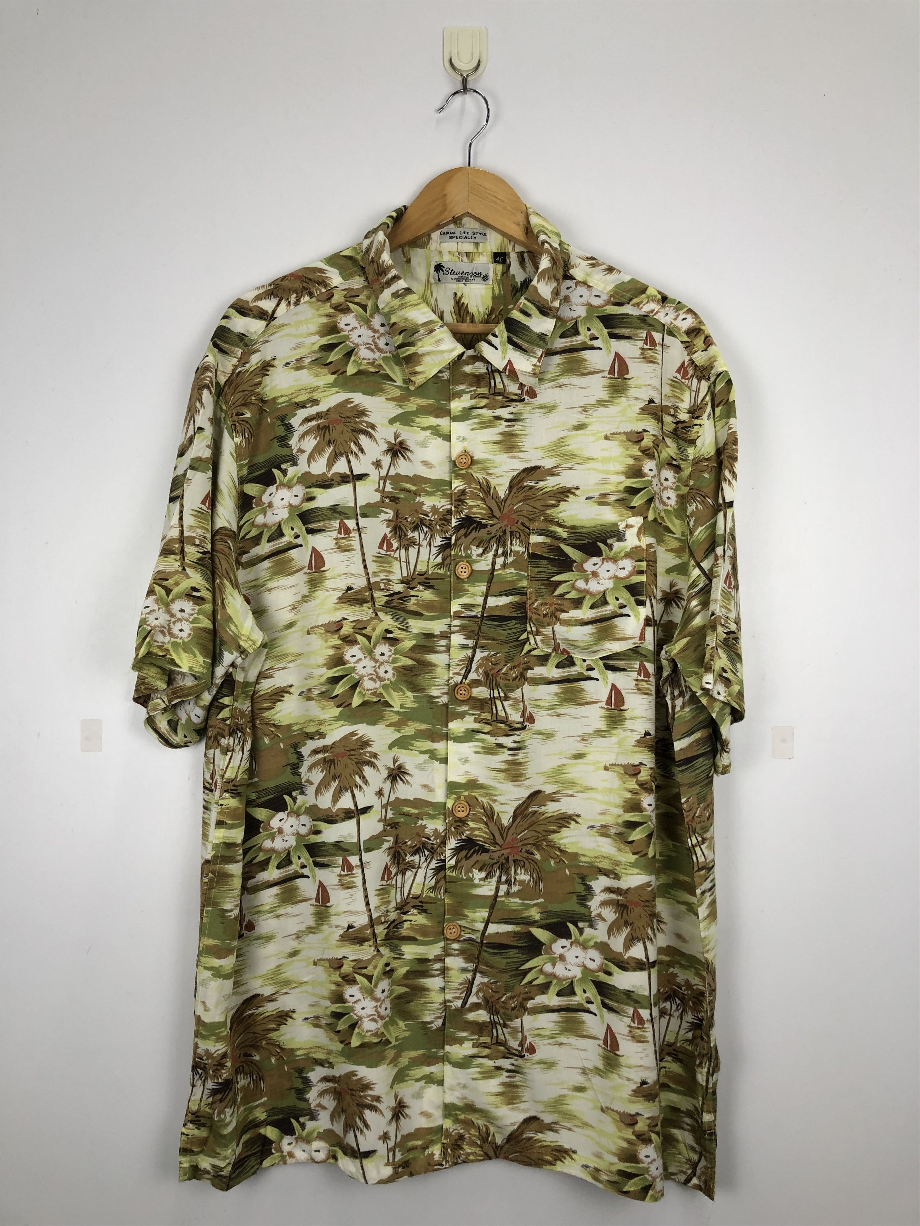 Vintage Vintage Hawaiian Shirt Trees Village Motive TA0005 Size US XXL / EU 58 / 5 - 1 Thumbnail