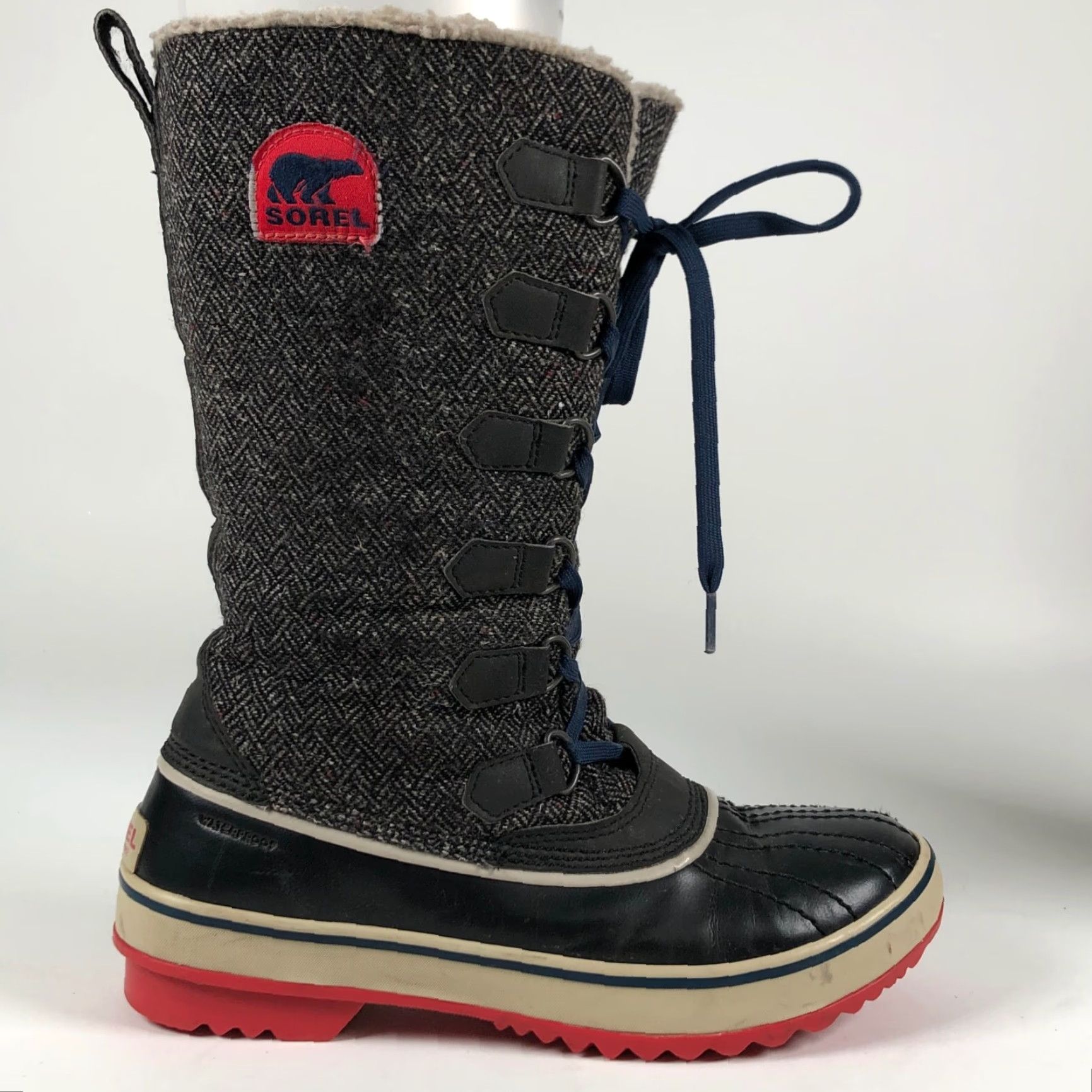 SOREL Sorel Tivoli Womens Snow Boot Gray Tweed Wool Waterproof Lace Up Mid-Calf Round Toe Fur Trim Winter Boots Women's 8 US Size US 8 / IT 38 - 5 Thumbnail