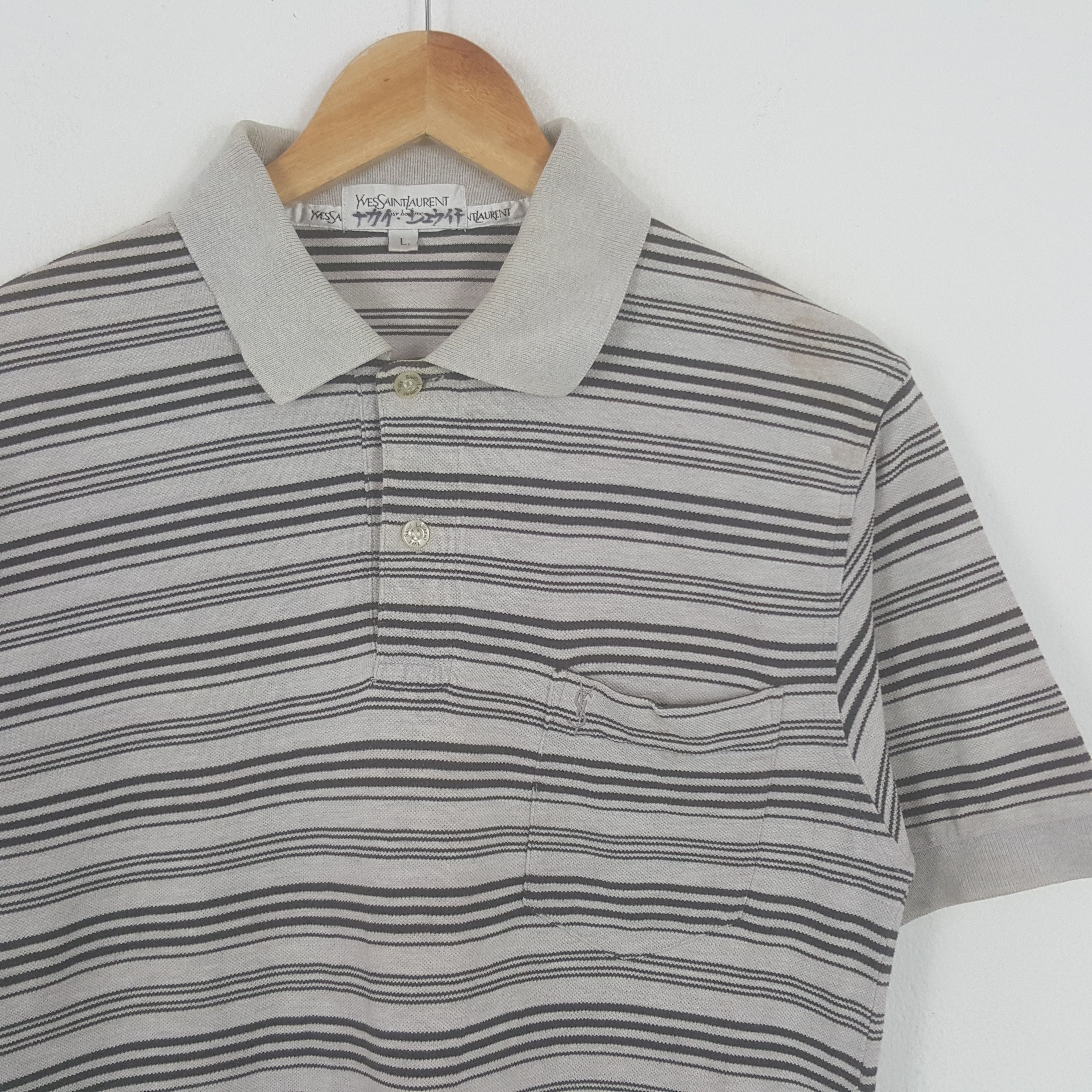 Vintage × Yves Saint Laurent Vintage Yves Saint Laurent Stripe Polo Shirt Size US M / EU 48-50 / 2 - 2 Thumbnail