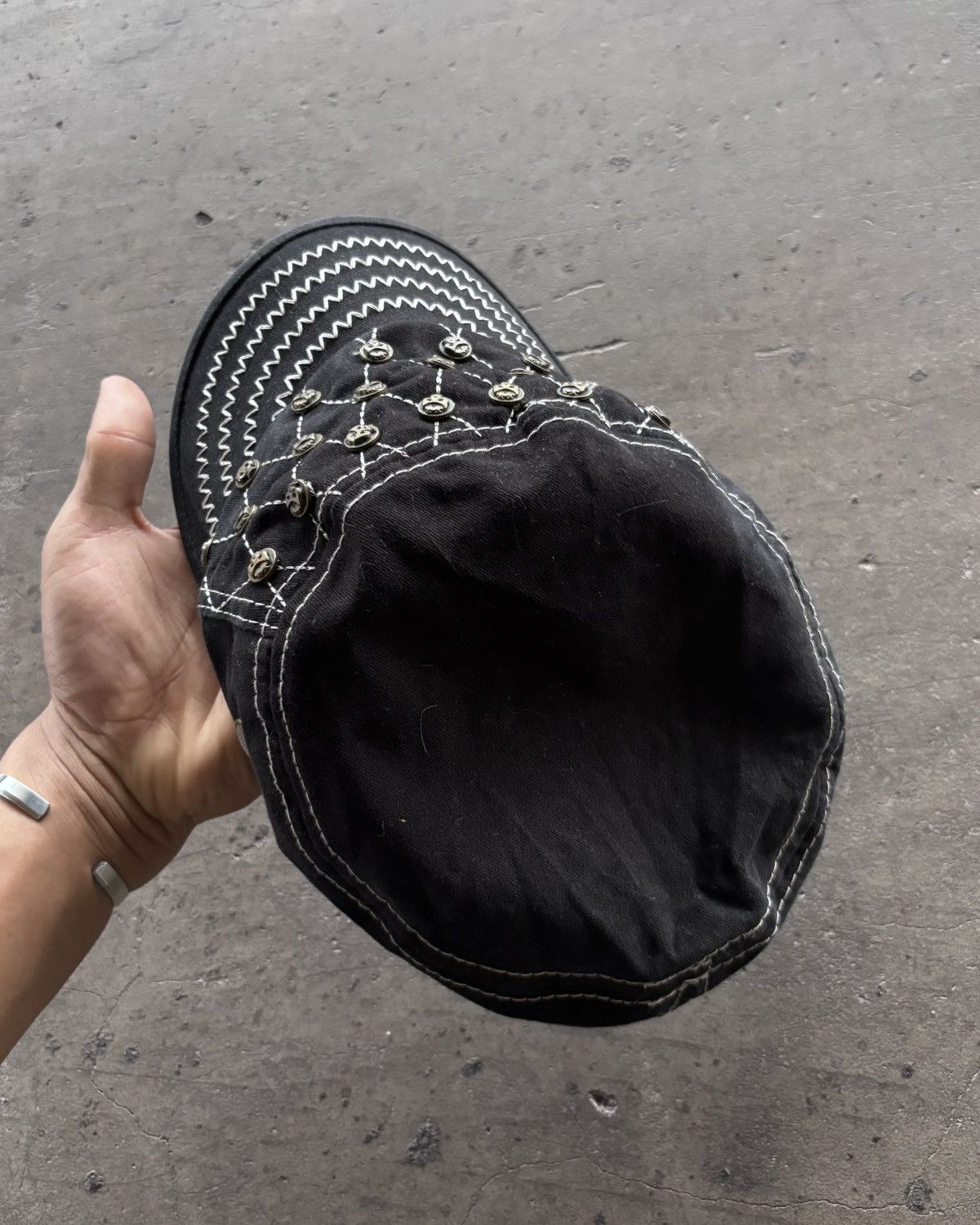 If Six Was Nine Vintage Studed Skull Cadet Hats Black Size ONE SIZE - 3 Thumbnail