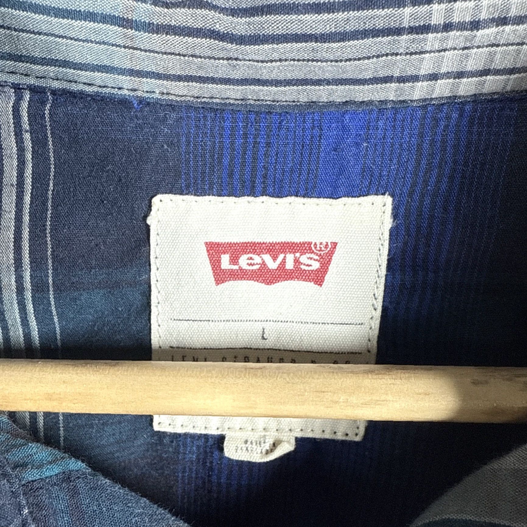 Levi's Levis Strauss Co Blue Plaid Snap Button Shirt Mens Size L Size US L / EU 52-54 / 3 - 3 Thumbnail
