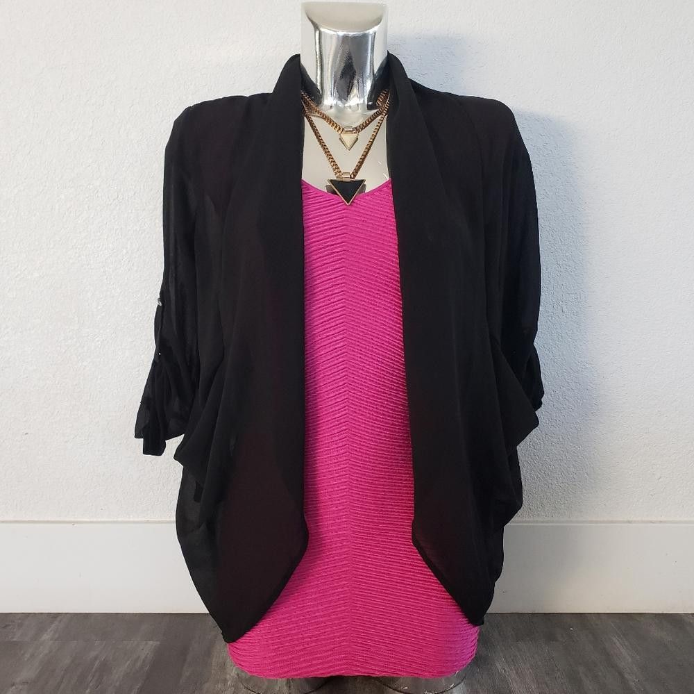 Designer Black Sheer Detailed Have Long Dressy Duster Size S / US 4 / IT 40 - 3 Thumbnail