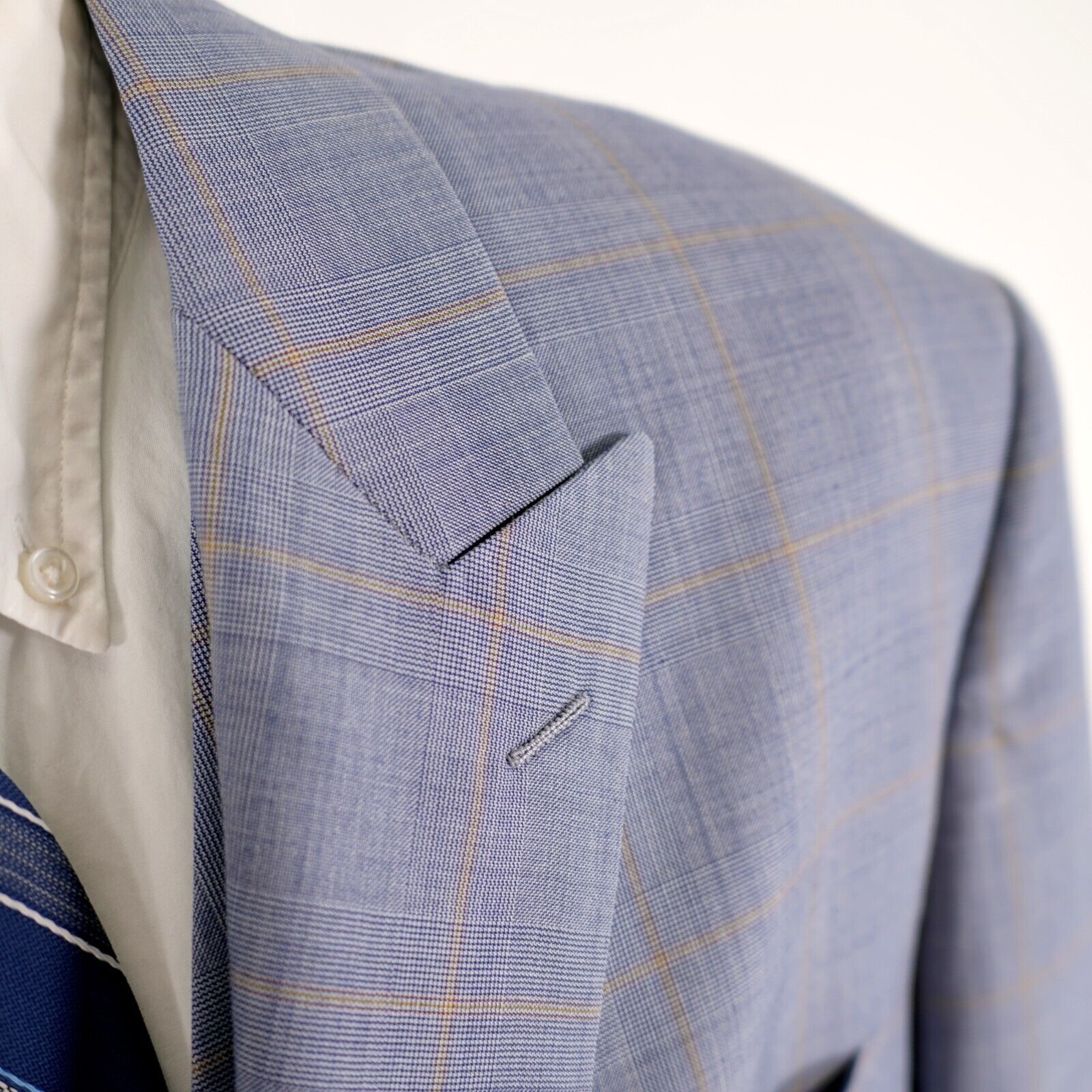 Vitale Barberis Canonico Vitale Barberis Canonico Super 140s Blue Plaid 2 Piece Vest Size 42L - 2 Thumbnail