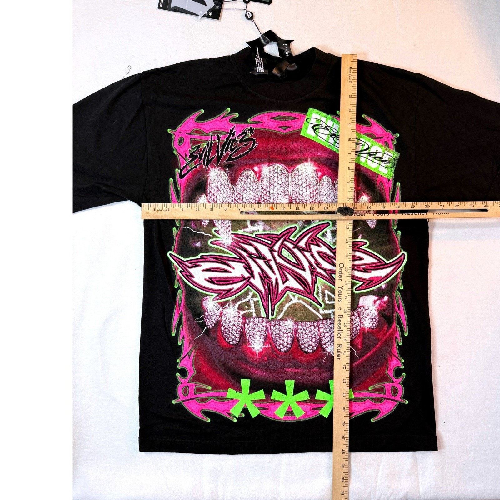 & Other Stories Evil Vice Mens Med T-Shirt AOP Pink Neon Y2K Streetwear NWT Size US M / EU 48-50 / 2 - 7 Thumbnail