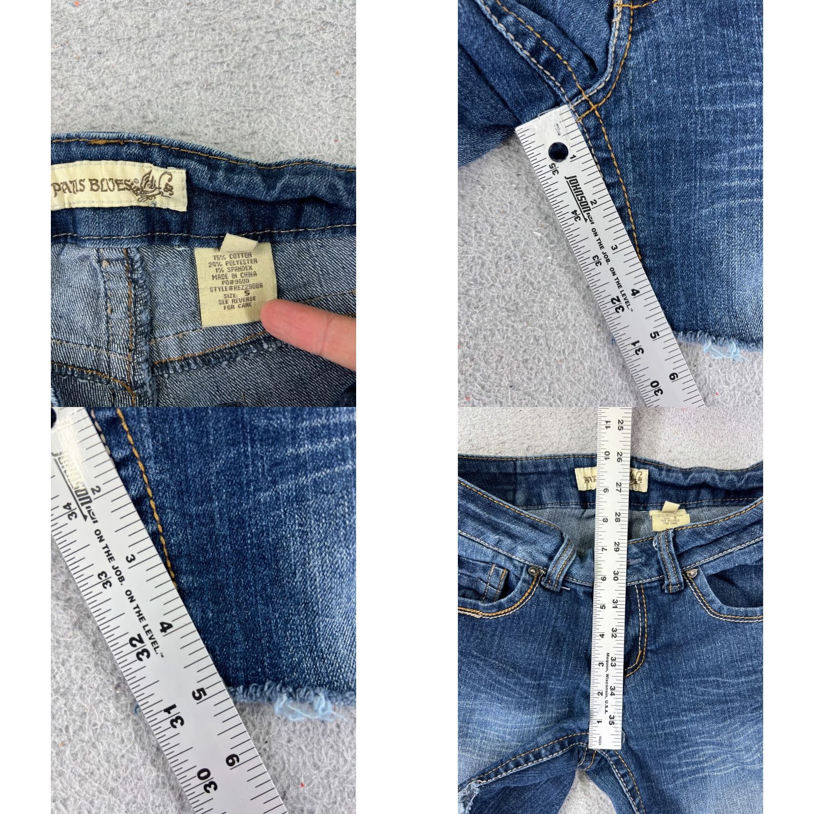 Vintage Paris Blues Shorts Womens 26x5 Blue Denim Jean Cutoff Pockets Cotton Blend Size 27" / US 4 / IT 40 - 8 Thumbnail