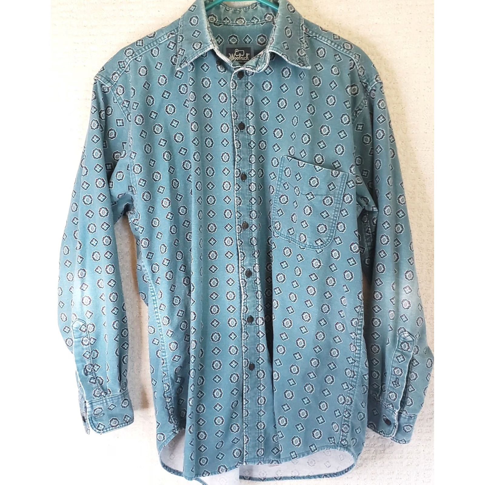 Vintage Woolrich Shirt L Turquoise Geometric Button-Up Long Sleeve Collared USA Mens Size US L / EU 52-54 / 3 - 2 Thumbnail