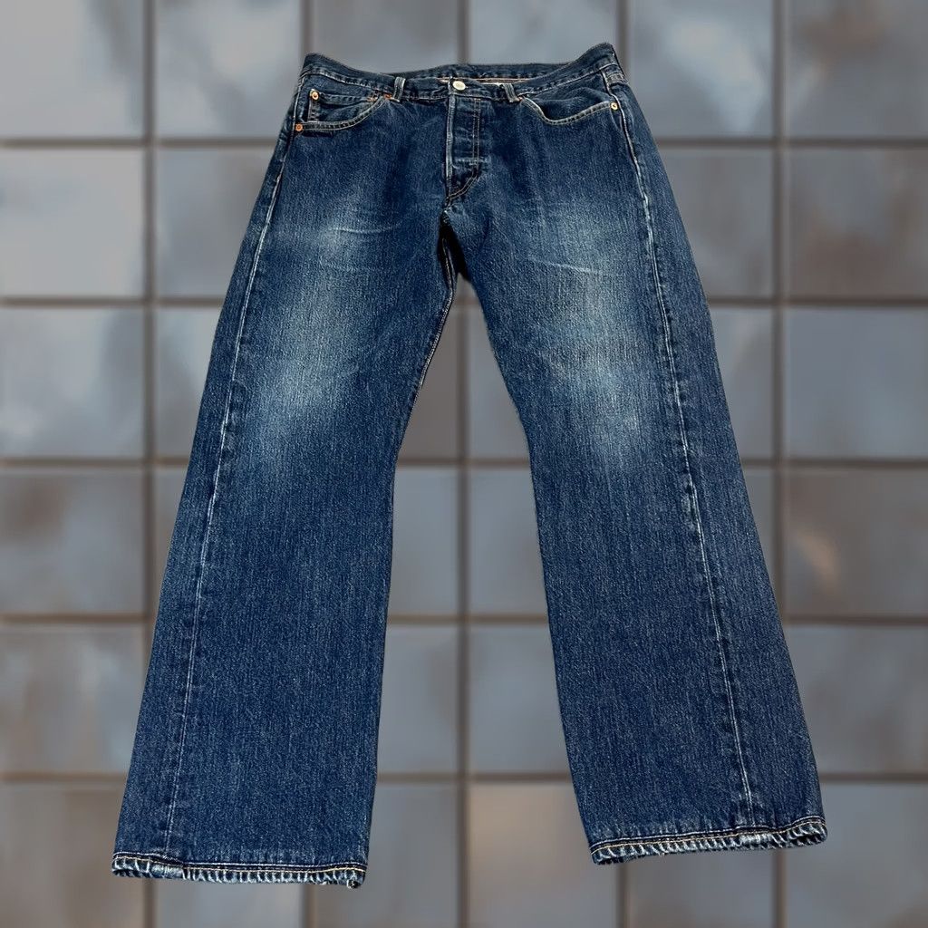 Levi's Levi's 501 Jeans Straight Regular Mens 34 Dark Wash Blue 5-Pocket Denim Comfort, Button Closure, Machine Washable, Classic Vintage-Lite Size US 34 / EU 50 - 1 Thumbnail