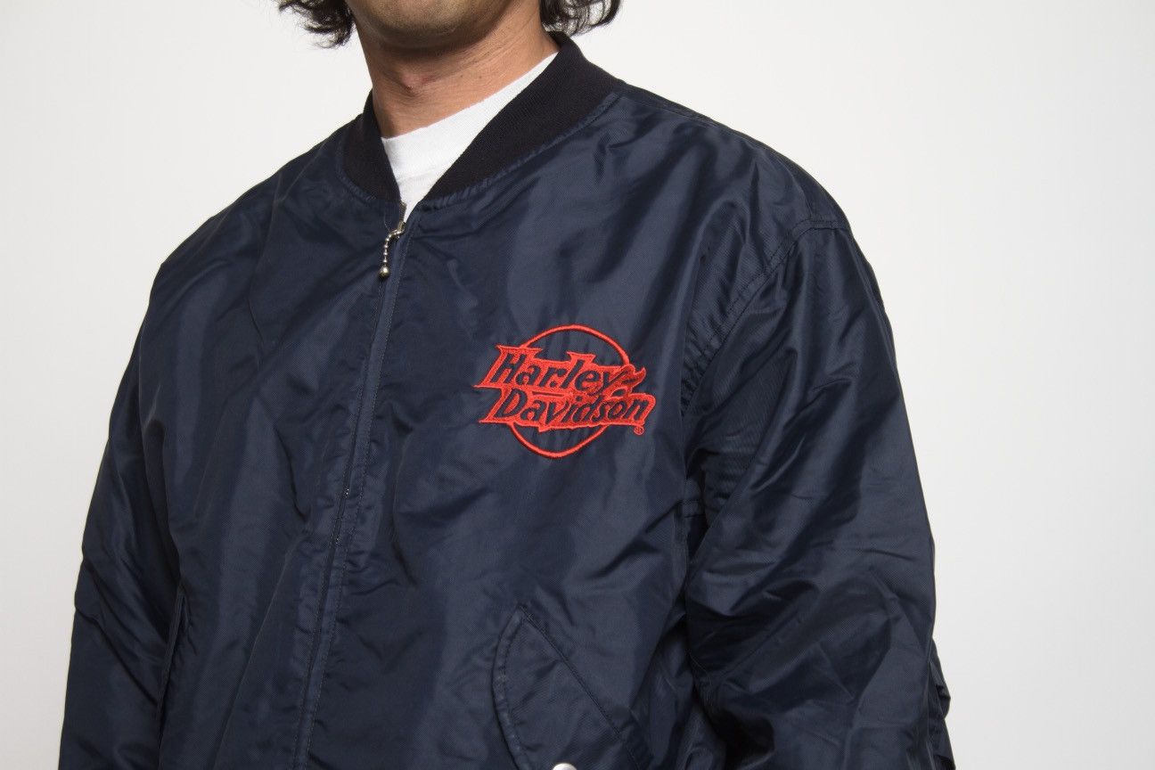 Harley Davidson NAVY ZIP UP BOMBER JACKET BY HARLEY DAVIDSON Size US XL / EU 56 / 4 - 6 Thumbnail