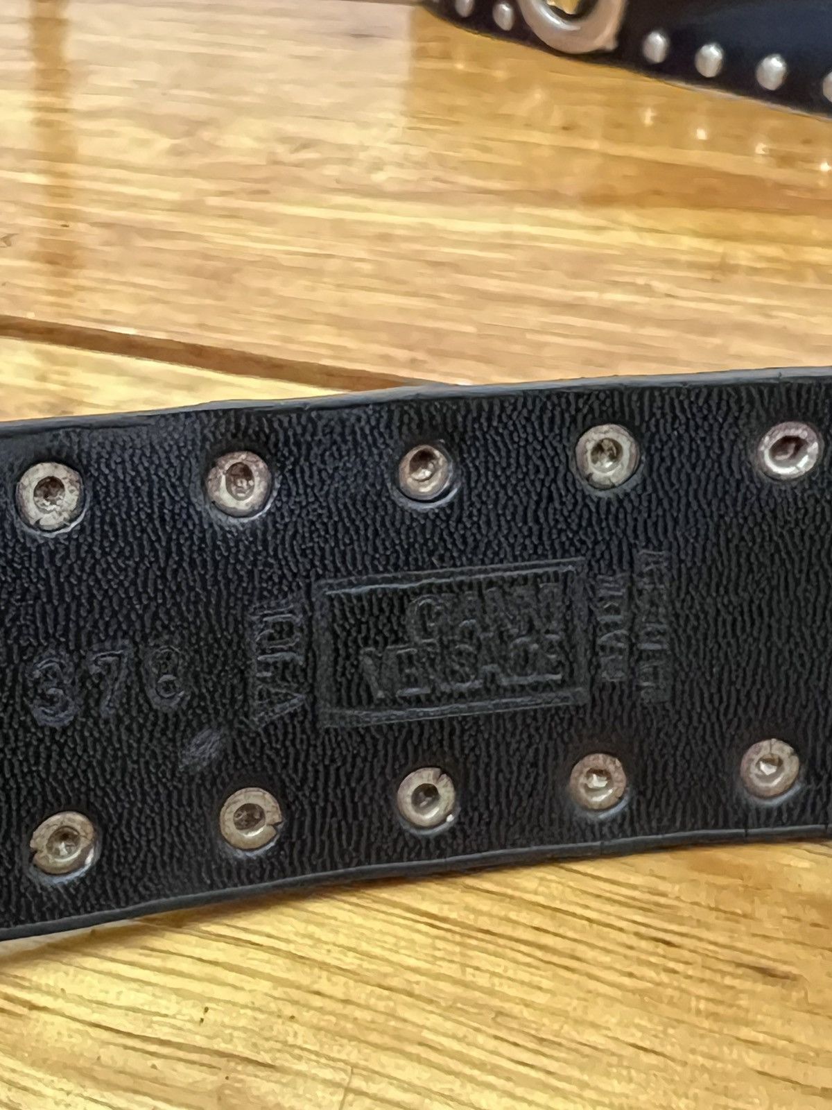 Leather Versace Medusa Head Studded Leather Belt Size 36 - 7 Thumbnail