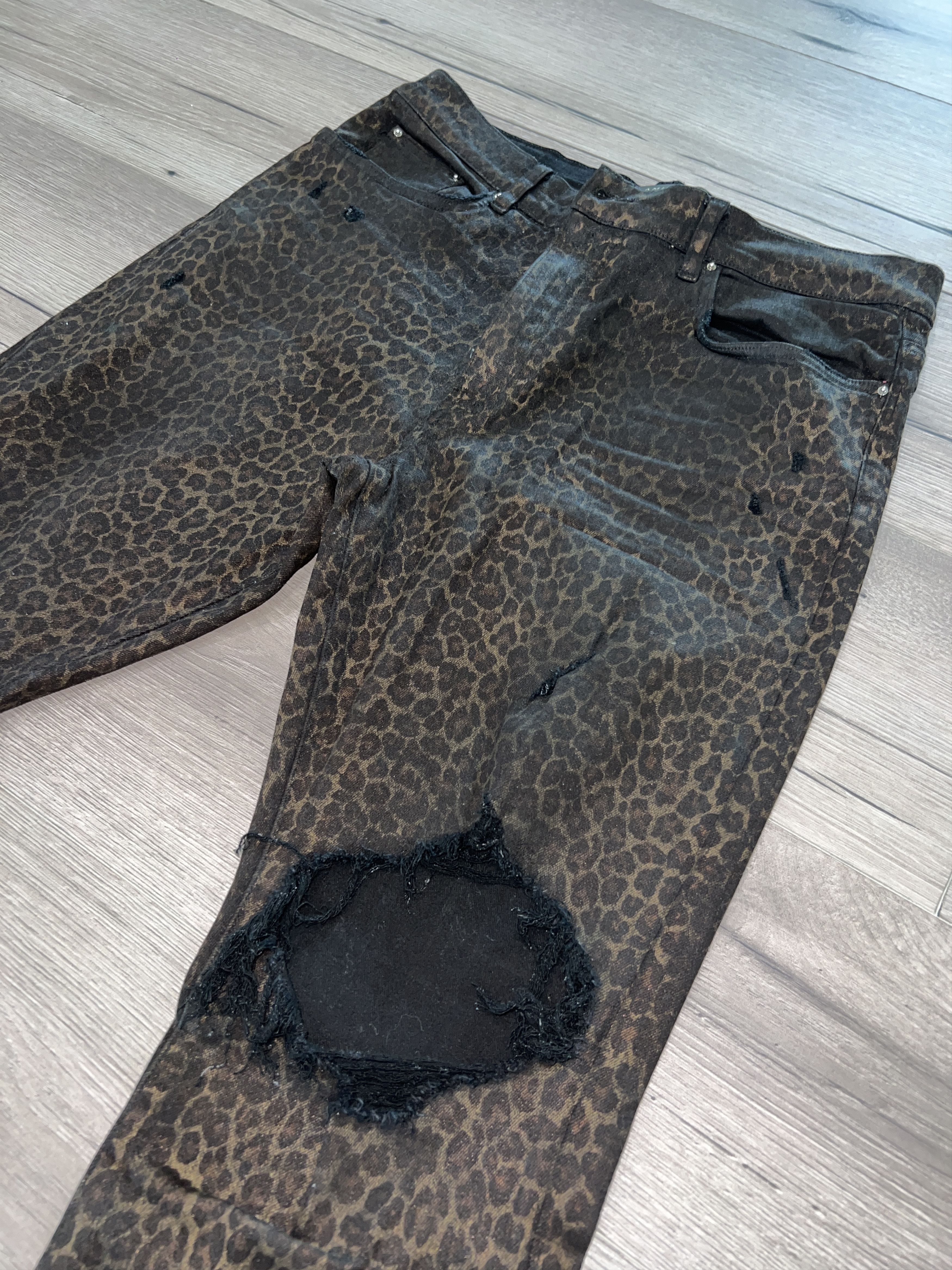 Amiri Broken Metallic Gold Leopard Denim Size US 38 / EU 54 - 2 Thumbnail