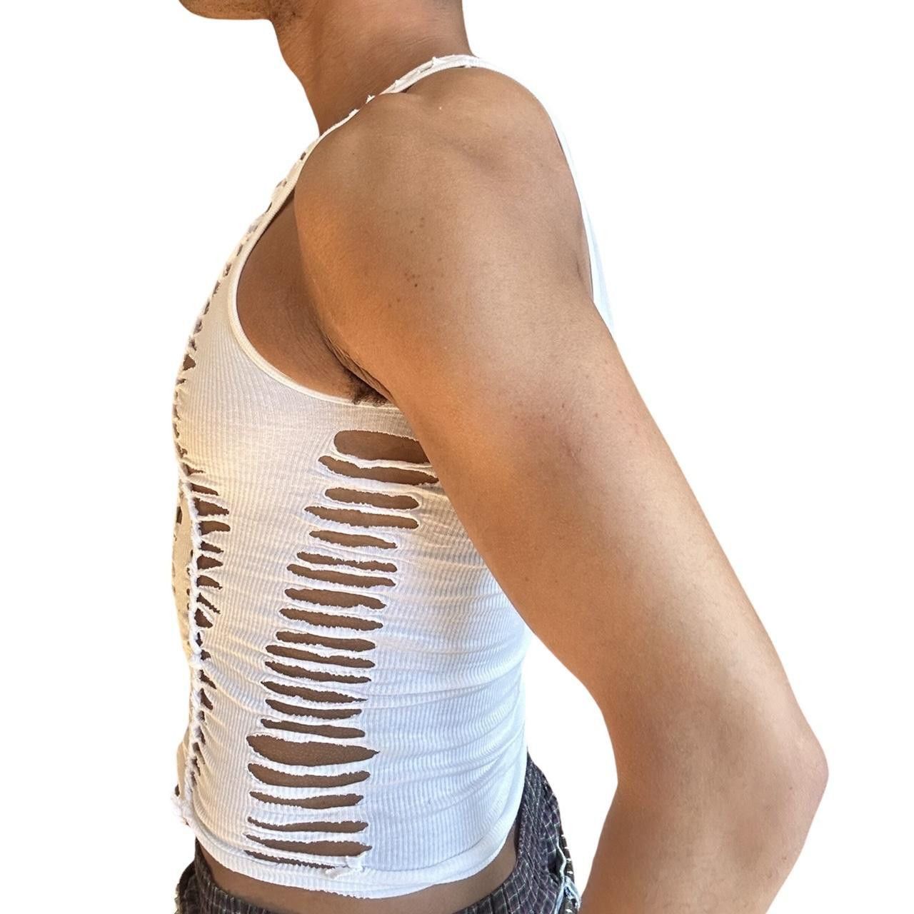 Hanes ASTROBOI* WHITE SHREDDED BRAIDED FESTIVAL TANK TOP _ SMALL Size US S / EU 44-46 / 1 - 3 Thumbnail