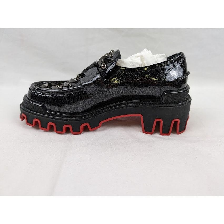 Christian Louboutin o1rshd1 The Amazing Loubi Flat Shoes Black/BK Gun/Lin Cosmos Size US 8 / EU 41 - 7 Thumbnail