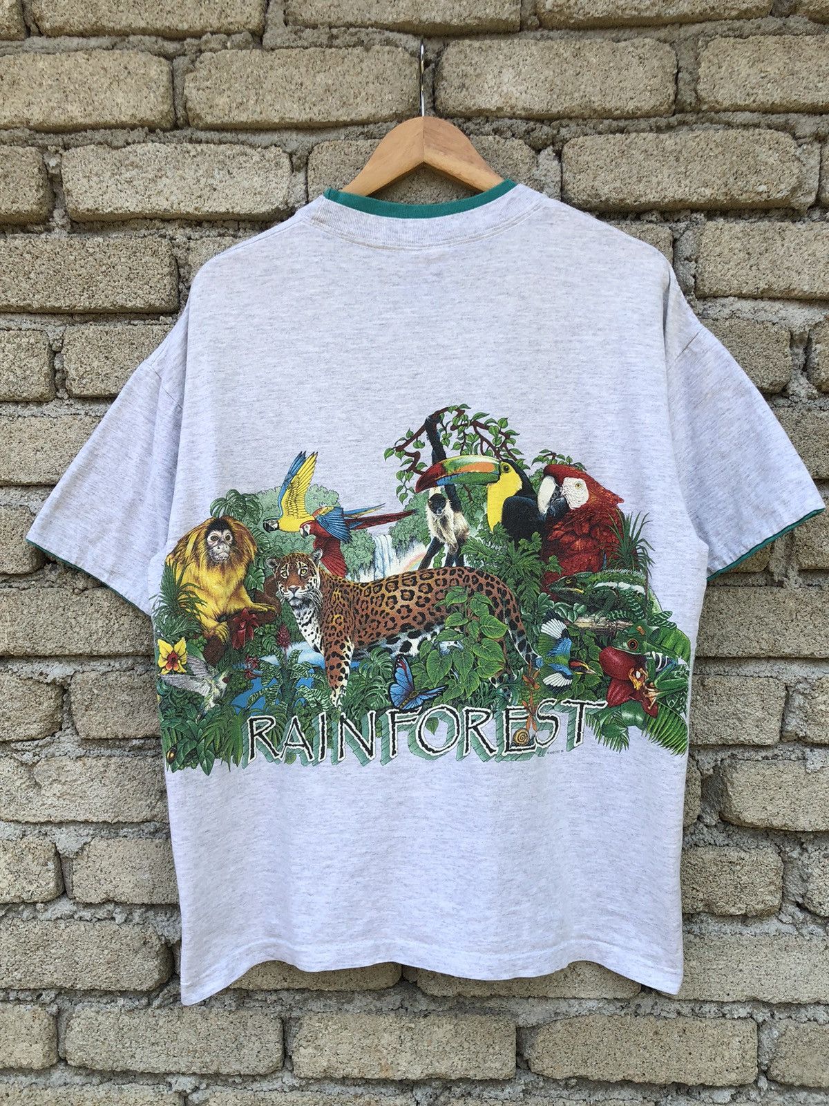 Vintage Vintage 90s Habitat Rainforest Animals Nature Mirror Tshirt Size US XL / EU 56 / 4 - 16 Thumbnail