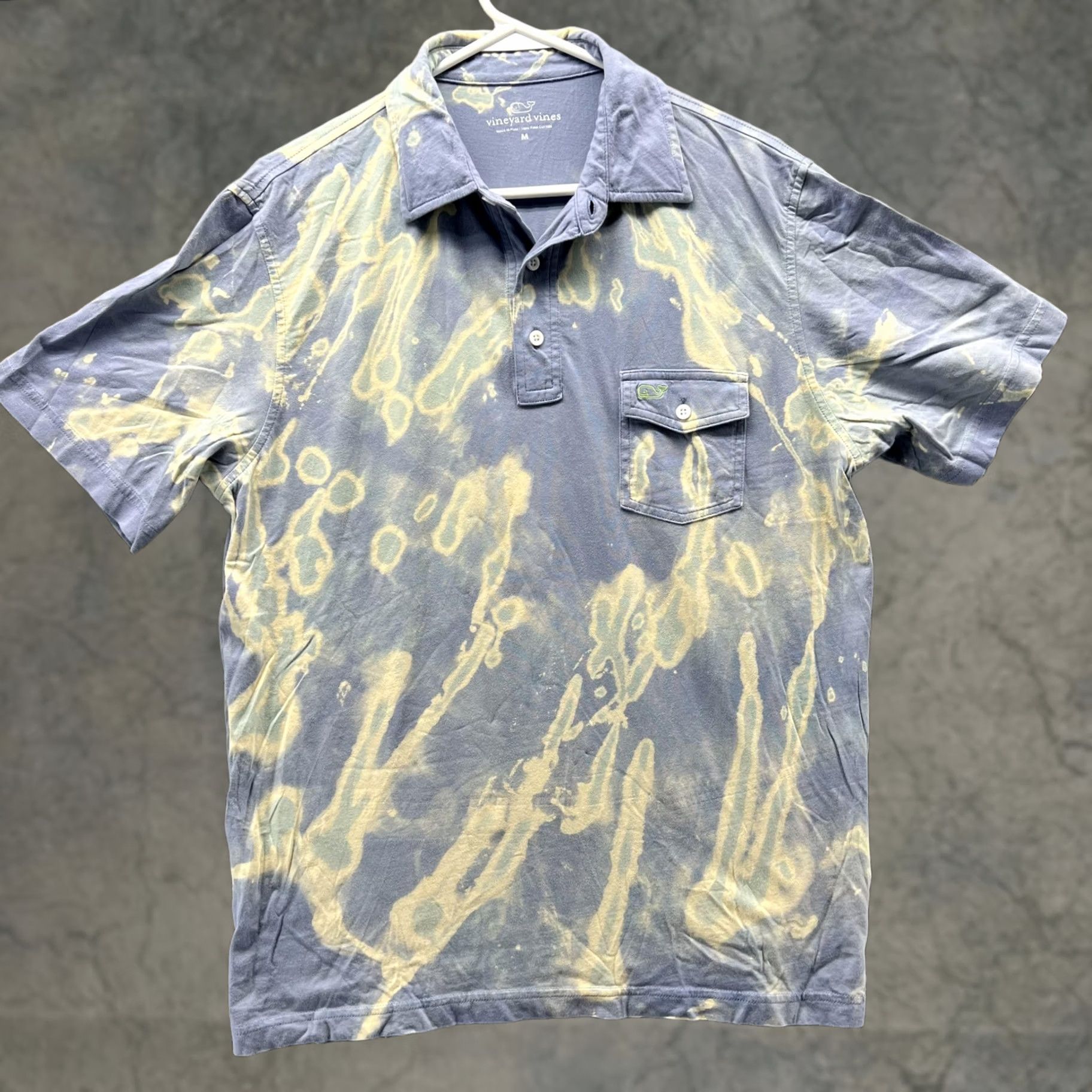 Vineyard Vines Vineyard Vines Polo Shirt Mens M Blue Pima Cotton Bleach Tie Dye Batik Jersey Short Sleeve Polo Mens Size US M / EU 48-50 / 2 - 1 Thumbnail