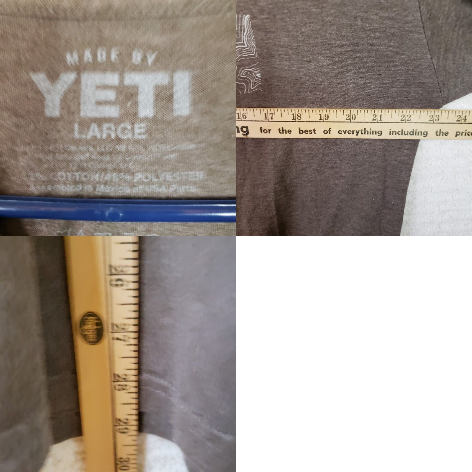 Yeti YETI Men's L Graphic T-Shirt Solid Brown Map Topo Faded SS Short Sleeve Regular Fit Front Design Outdoors Hiking Summer Spring Fall Mens Size US L / EU 52-54 / 3 - 8 Thumbnail