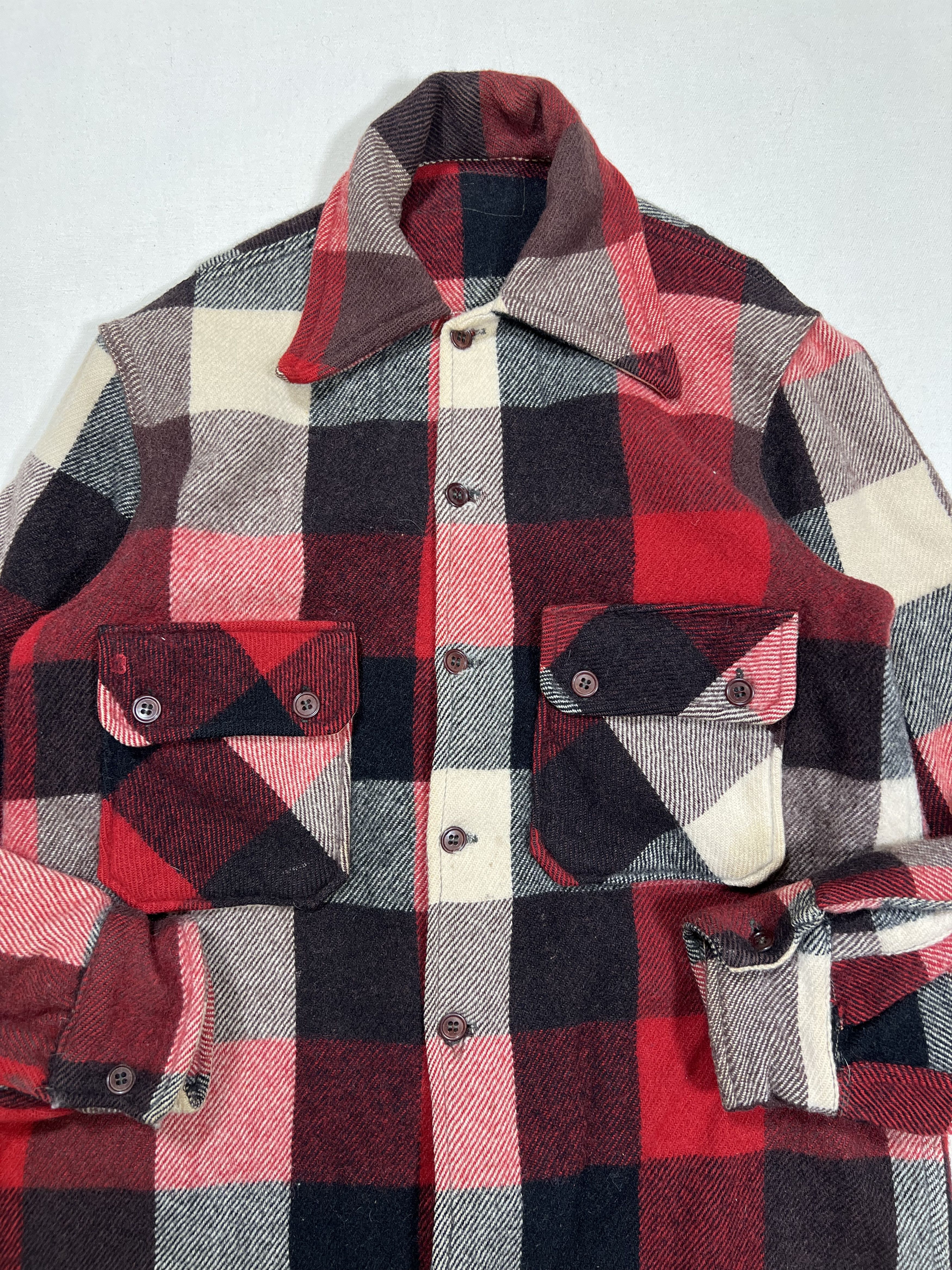 Vintage True VTG 1970's Heavy Wool Plaid Flannel Shirt Size US M / EU 48-50 / 2 - 2 Thumbnail