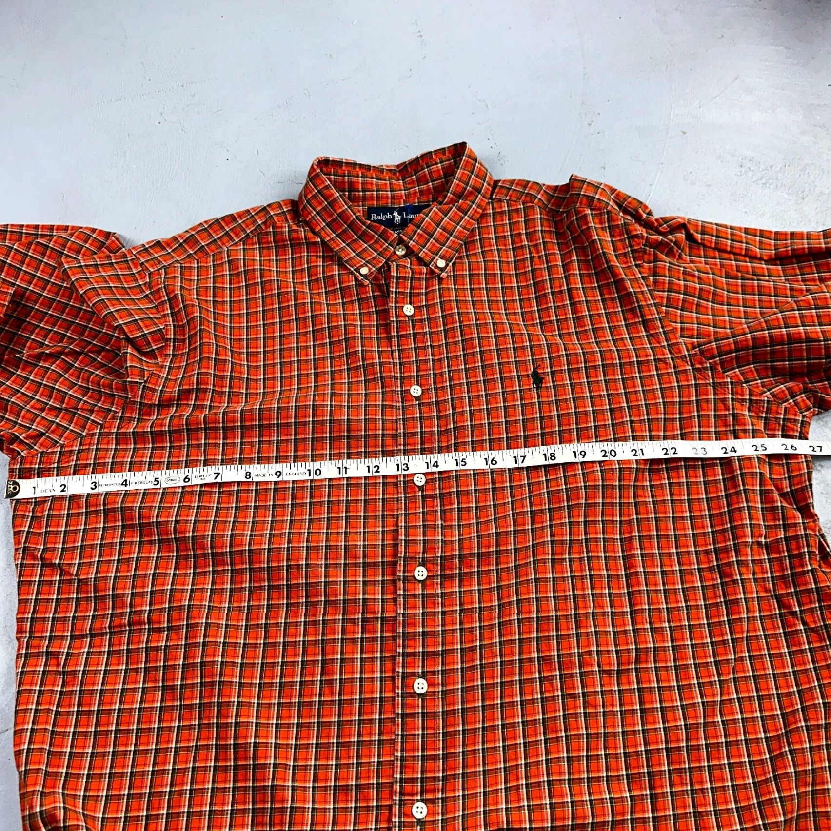 Ralph Lauren Ralph Lauren Vintage Classic Fit Button-Down Shirt Mens 2XL Orange Plaid Blue Label Shirt Button-Up Men’s Classic Size US XXL / EU 58 / 5 - 4 Thumbnail