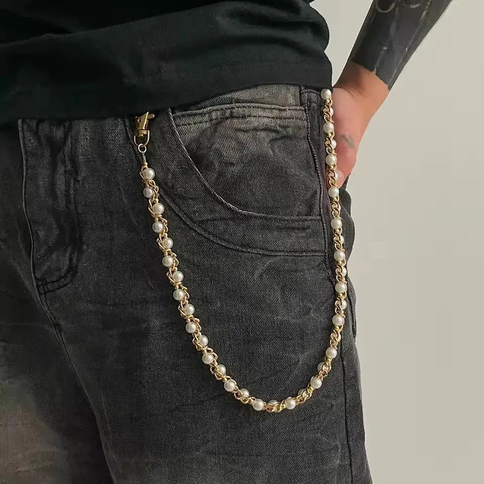 Jewelry Imitation Pearl Wallet Chain, Pants Chain Size ONE SIZE - 1 Thumbnail