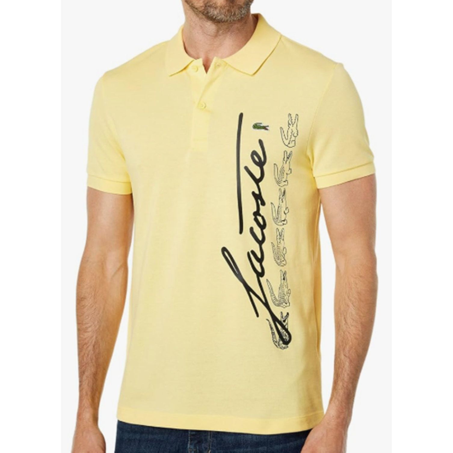 Lacoste Lacoste Men's Regular Fit Signature Cotton Polo Yellow 4XL Size US XXL / EU 58 / 5 - 1 Thumbnail