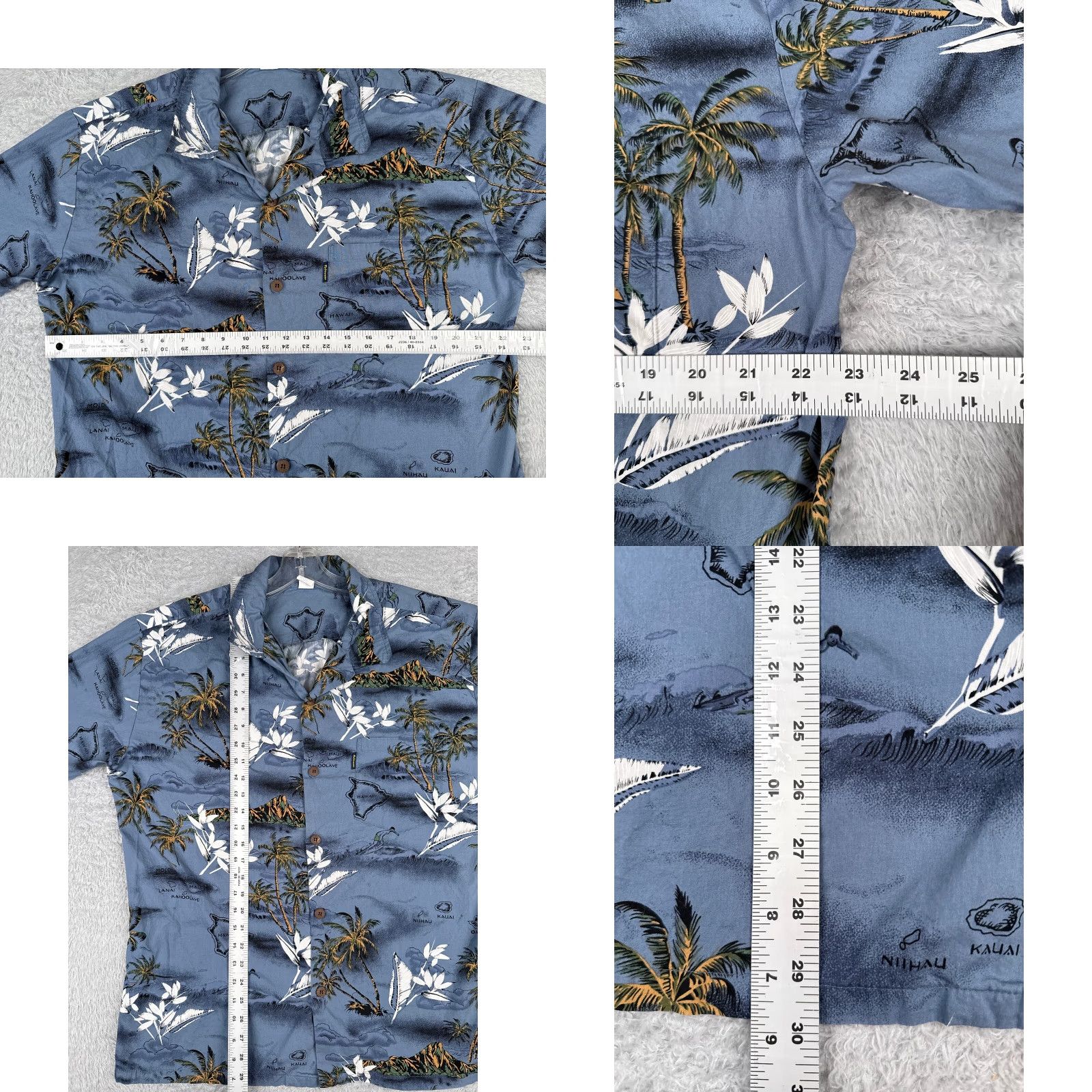 Vintage Palmwave Shirt Men's XL Blue Floral Island Map Hawaiian Button-Up Beach Size US XL / EU 56 / 4 - 8 Thumbnail