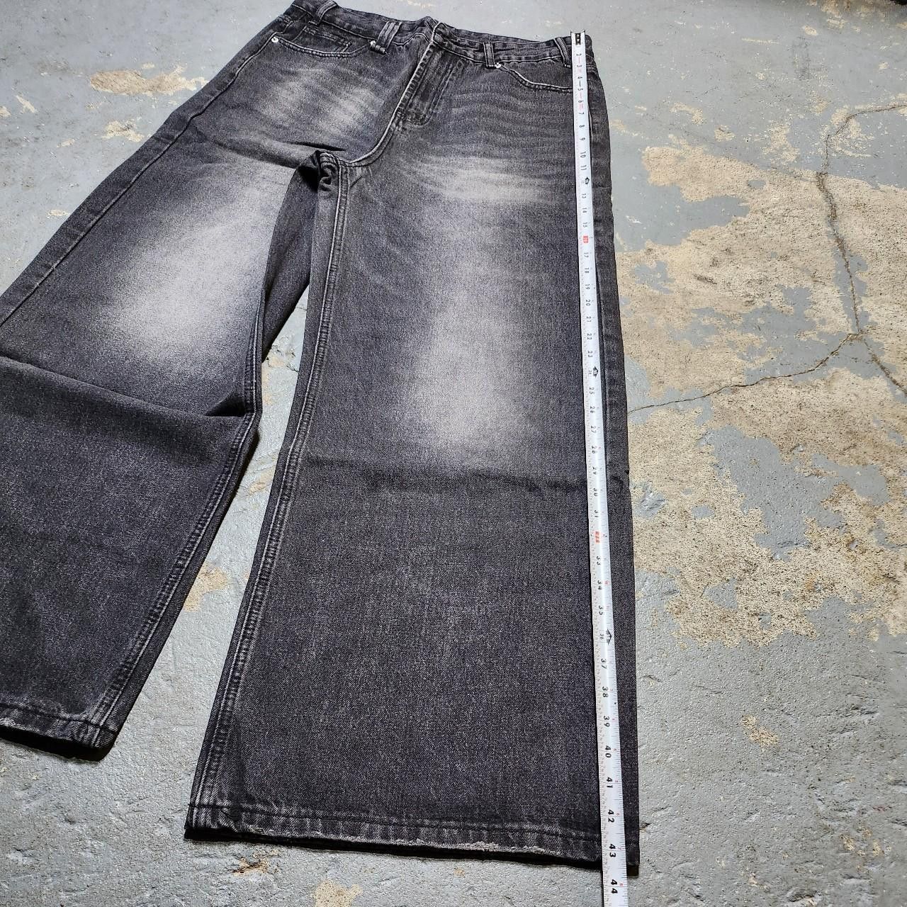 Japanese Brand Baggy Grey/Black Faded wide leg denim Size US 32 / EU 48 - 7 Thumbnail