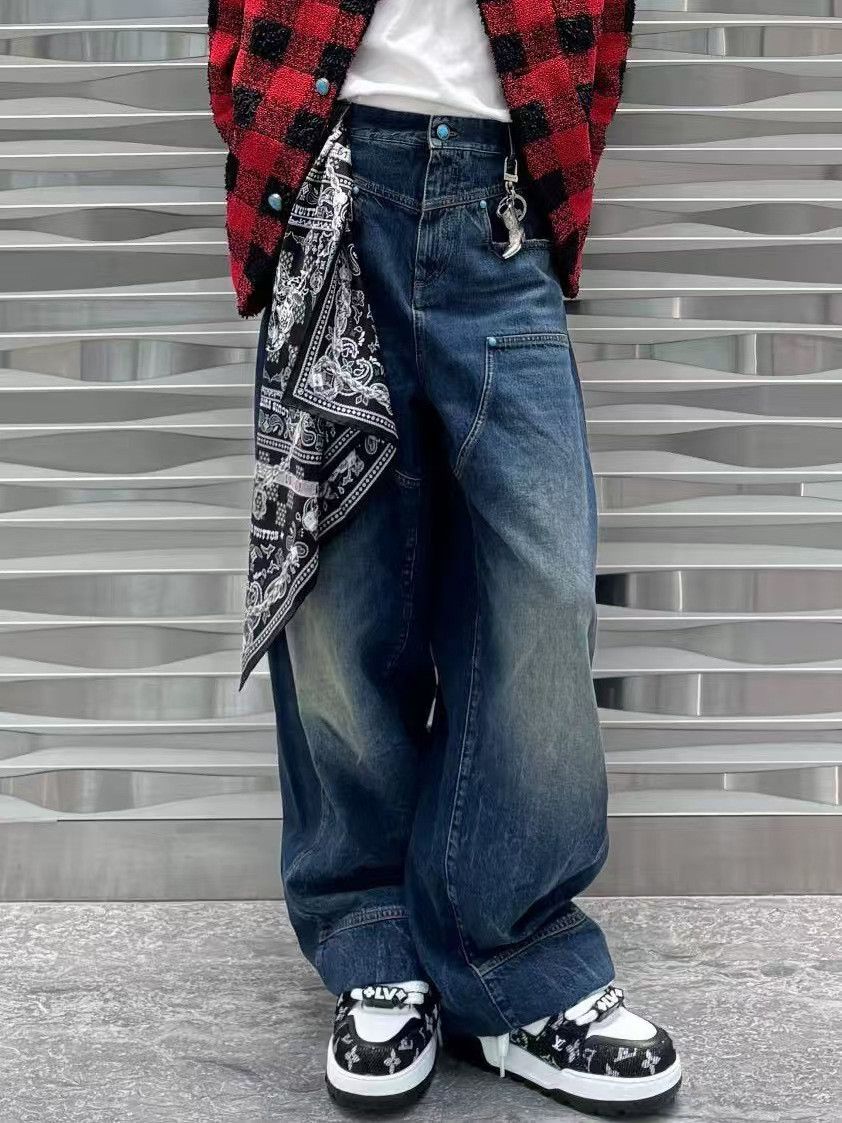 Japanese Brand × Jean Washed-spoiled cargo logging straight-leg jeans Size US 32 / EU 48 - 3 Thumbnail