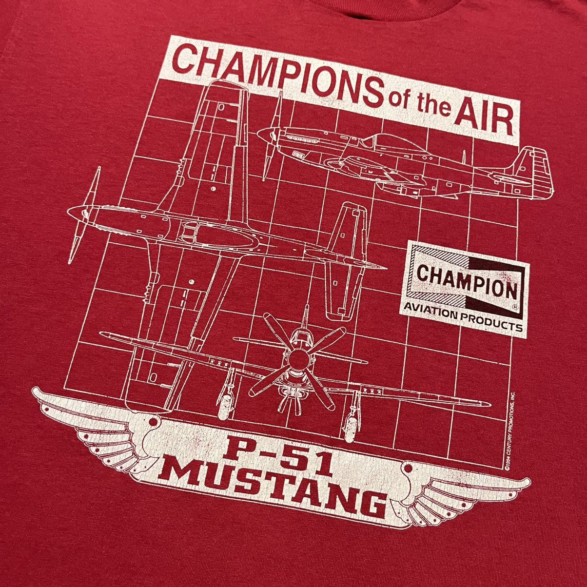 Vintage Vintage Champions of the Air P-51 Mustang Fighter Plane Tee Size US L / EU 52-54 / 3 - 3 Thumbnail
