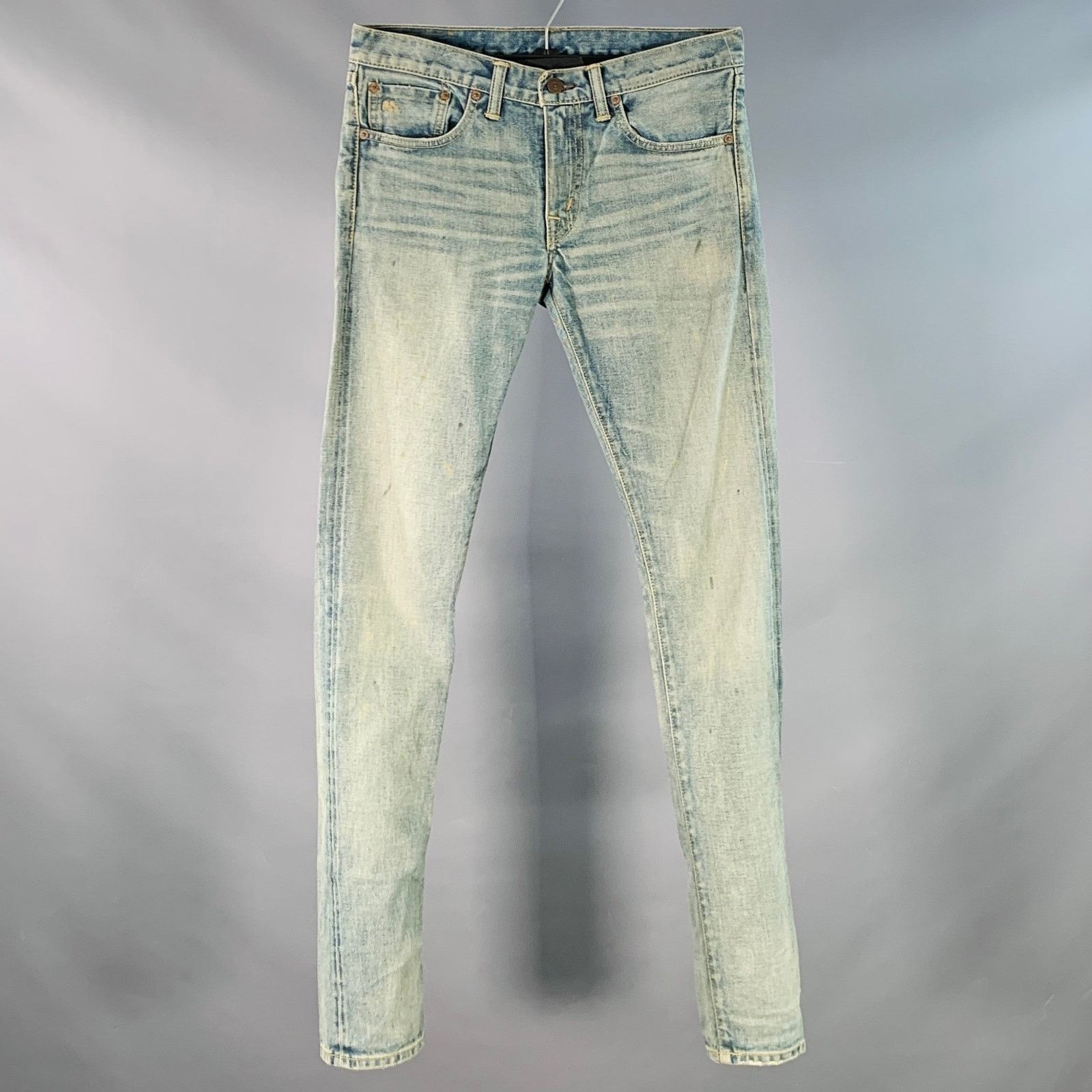 Ralph Lauren 27 Blue Distressed Cotton Blend Skinny Selvedge Jeans Size US 27 - 1 Thumbnail