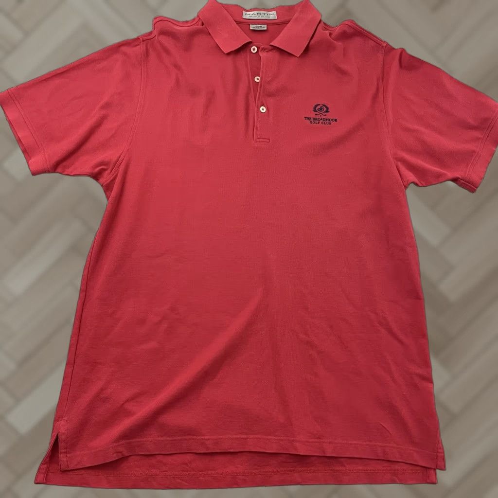 Vintage Martin Broadmoor Short Sleeve Golf Polo Shirt Men's L Pink Size US L / EU 52-54 / 3 - 1 Thumbnail