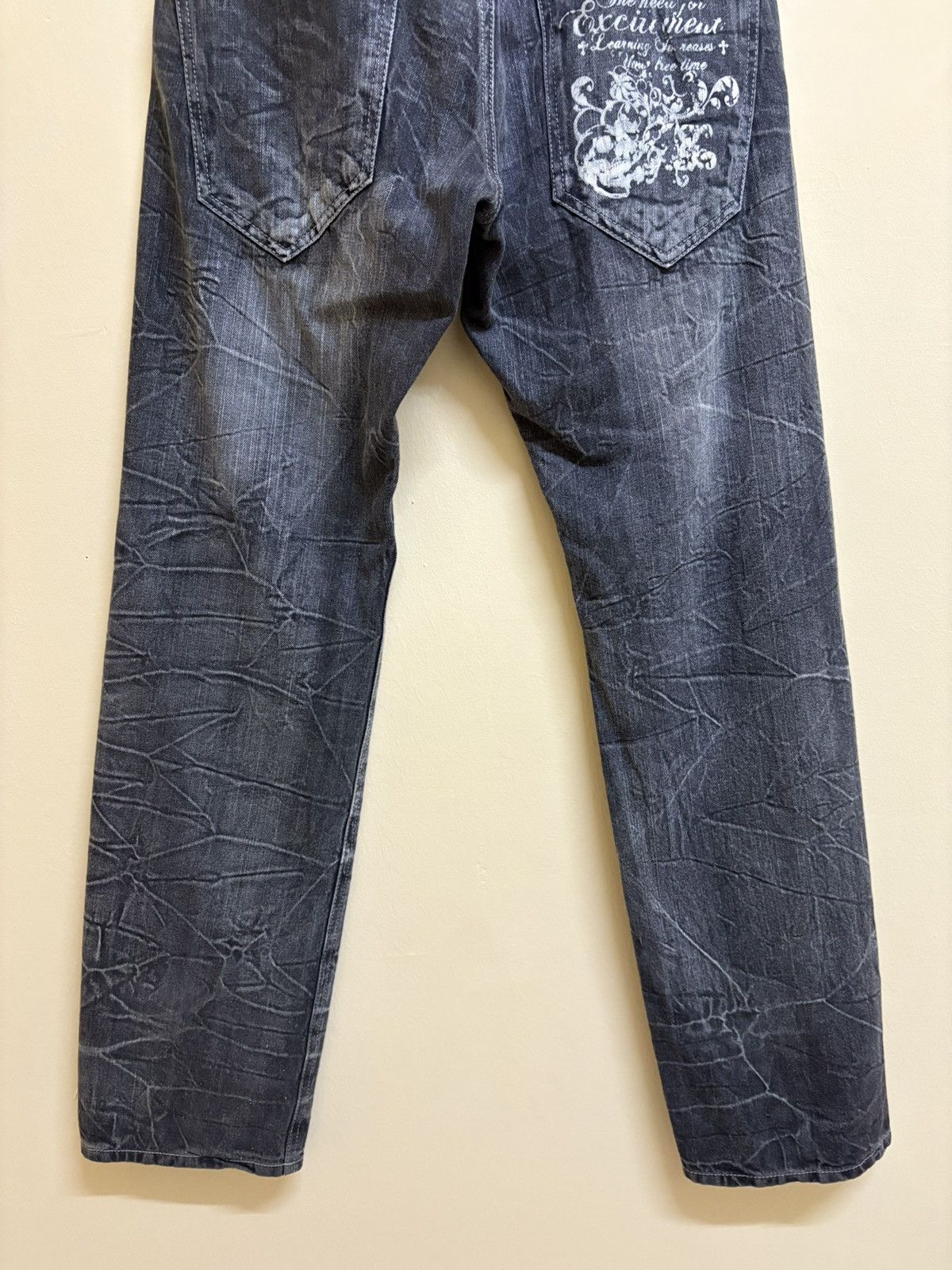 If Six Was Nine × Japanese Brand Vintage Y2k Jack Serika Poem Skull Printed Flared Jeans Size US 34 / EU 50 - 5 Thumbnail
